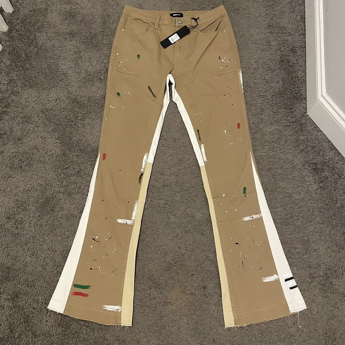 Fashion Nova Stacked Flared Pants - Tan size 30 Size US 30 / EU 46 - 1 Thumbnail
