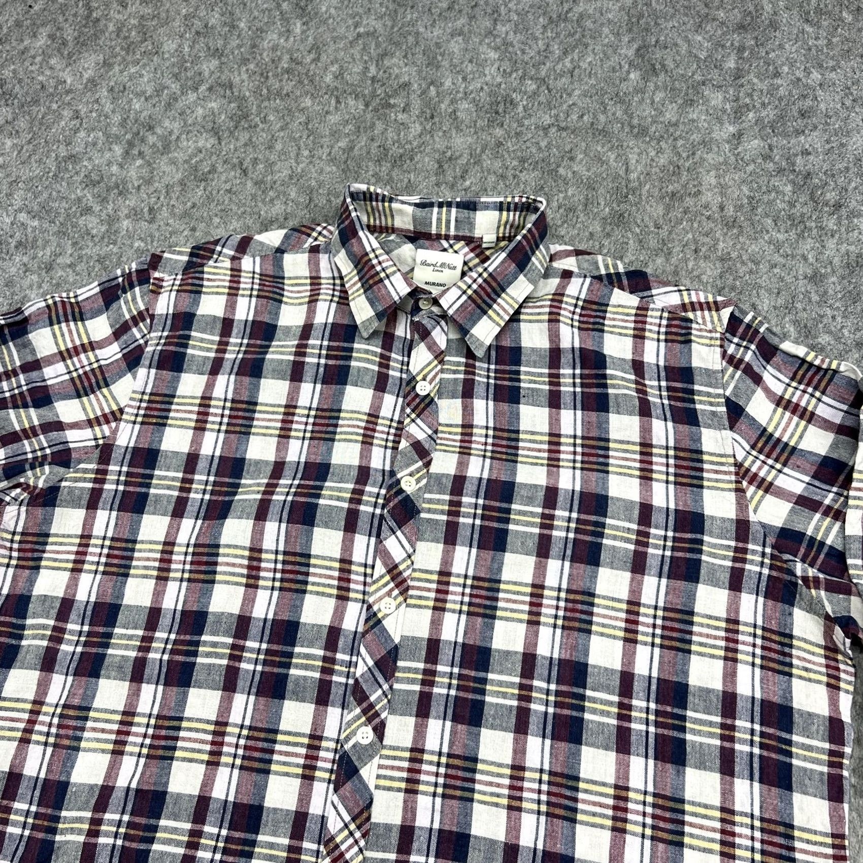 Murano Murano Shirt Mens XL Multicolor Plaid Baird McNutt Linen Long Sleeve Preppy Size US XL / EU 56 / 4 - 5 Thumbnail