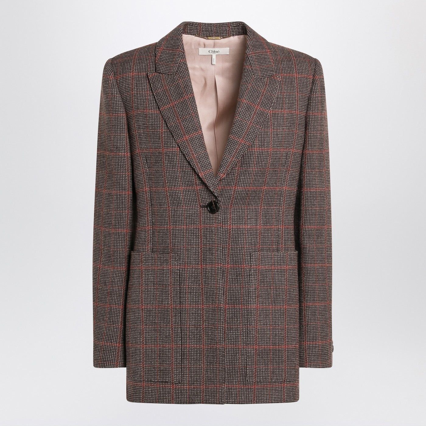 Chloe Chloe Single-Breasted Checked Brown Wool Jacket Size M / US 6-8 / IT 42-44 - 1 Thumbnail