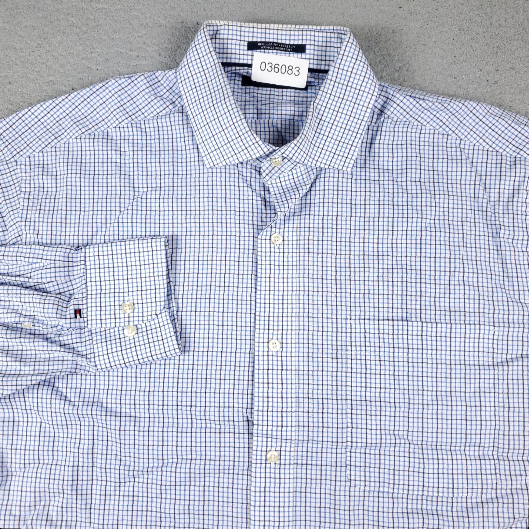 Tommy Hilfiger Tommy Hilfiger Casual Button-Up Shirt Mens Large Blue Check Long Sleeve Regular Fit Size US L / EU 52-54 / 3 - 2 Thumbnail
