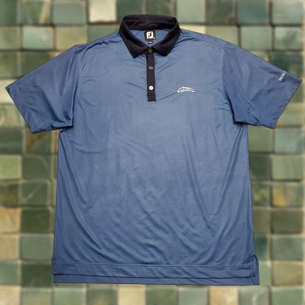 Footjoy FootJoy Polo Shirt Men L Blue Micro Check Polyester Stretch Golf Performance Size US L / EU 52-54 / 3 - 1 Thumbnail