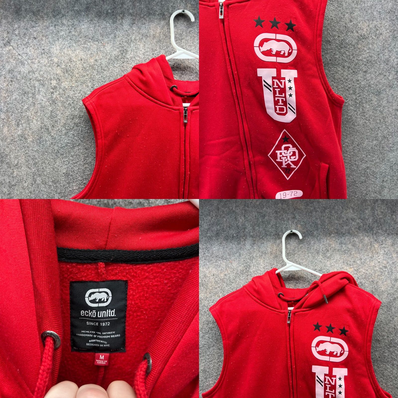 Vintage VINTAGE Ecko Untld Hoodie Mens M Red Full Zip Sleeveless Fleece Y2K Jacket Sweat Size US M / EU 48-50 / 2 - 8 Thumbnail