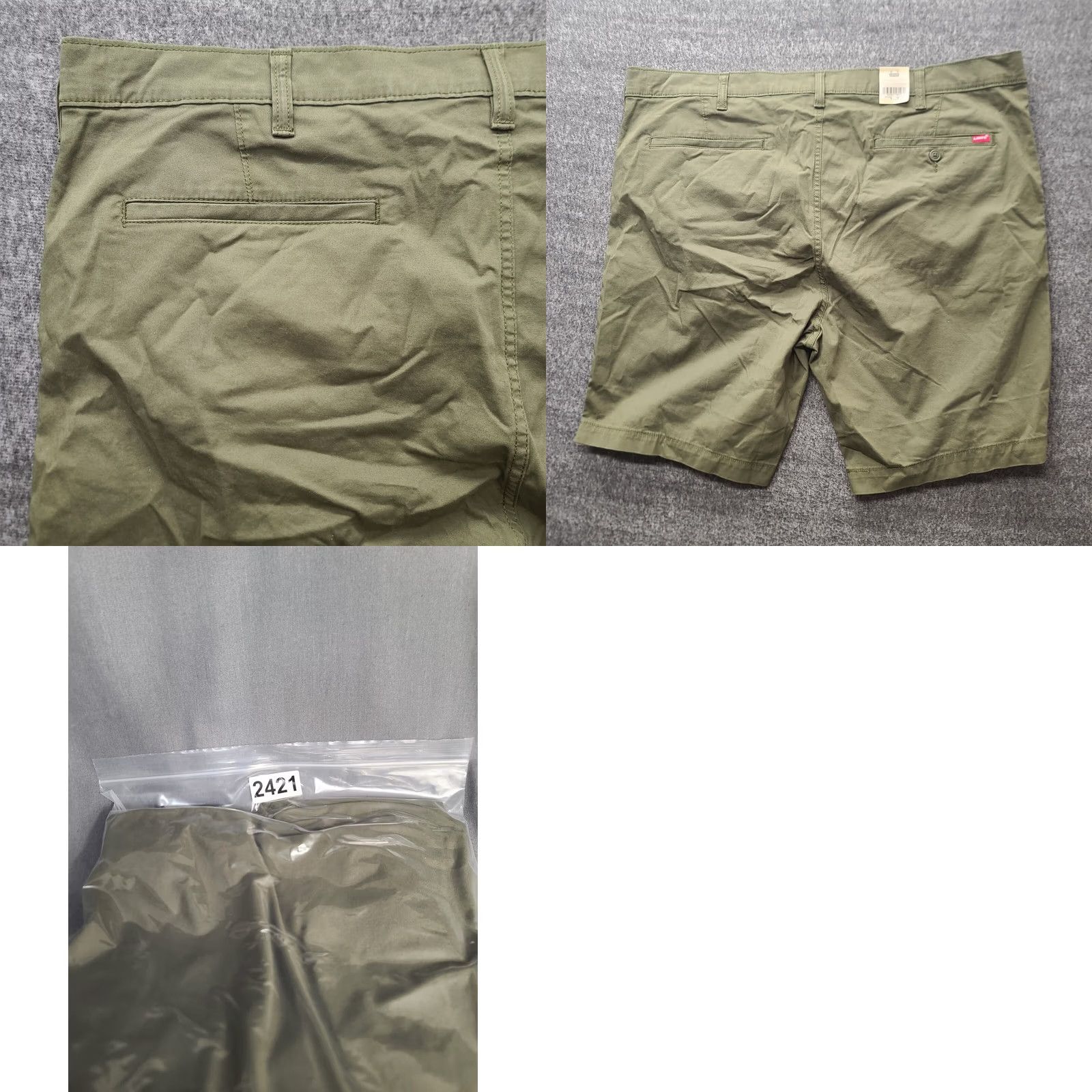 Levi's Levi's XX Chino Shorts Mens 42 Regular Fit 10 Inseam Green Casual Travel Workwear Stretch Cotton Spandex Button Logo Zipper Size US 42 / EU 58 - 9 Thumbnail