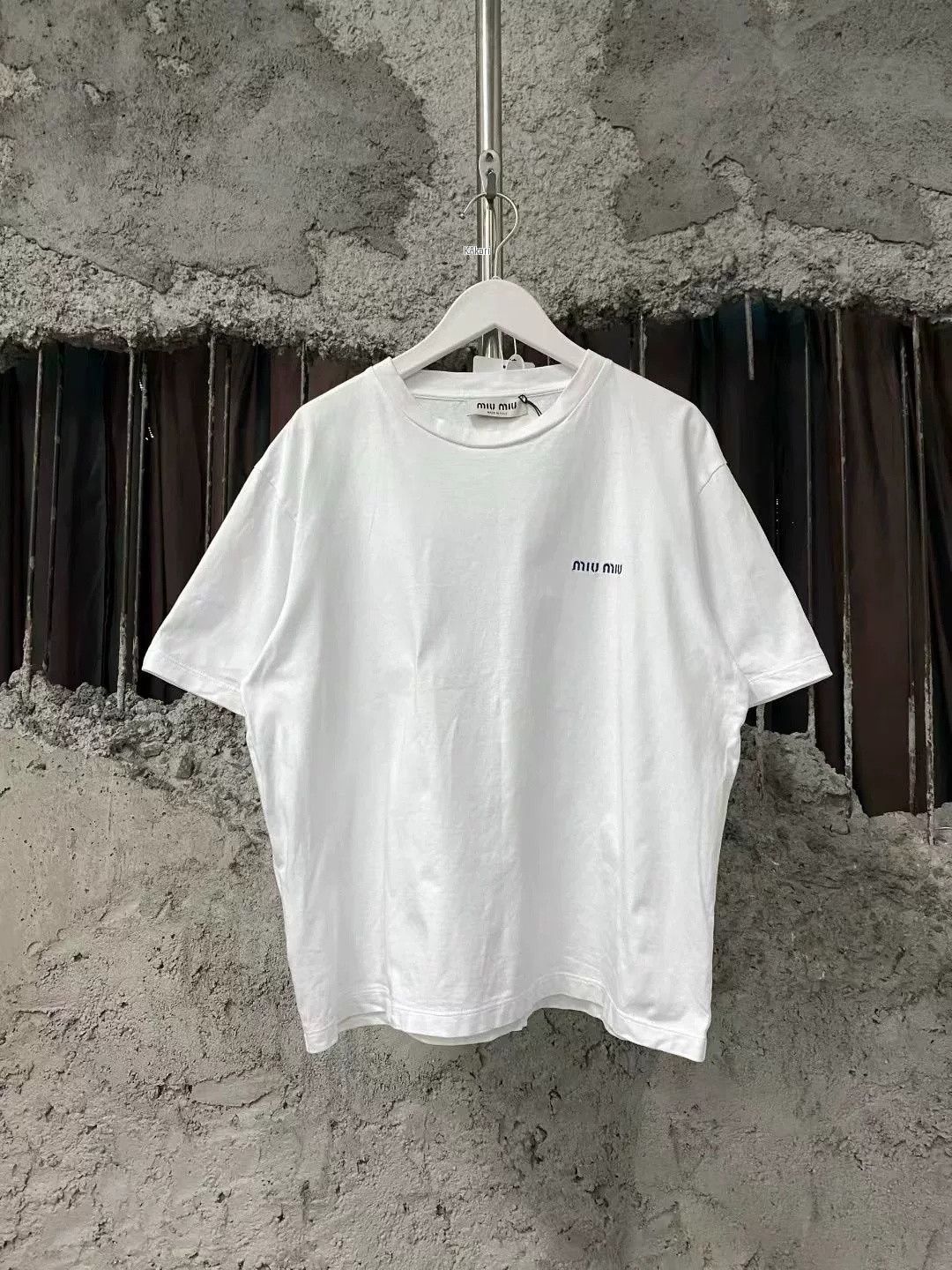Miu Miu Miu Miu White Embroidered Logo Short Sleeve Size US 5 / EU 37 - 1 Thumbnail