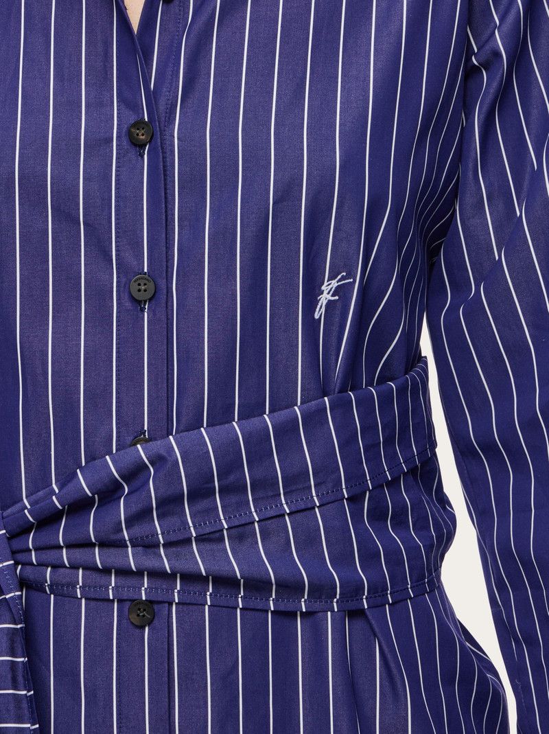 Salvatore Ferragamo o1y0326 Midi Dress in Navy/White Size XS / US 0-2 / IT 36-38 - 2 Thumbnail