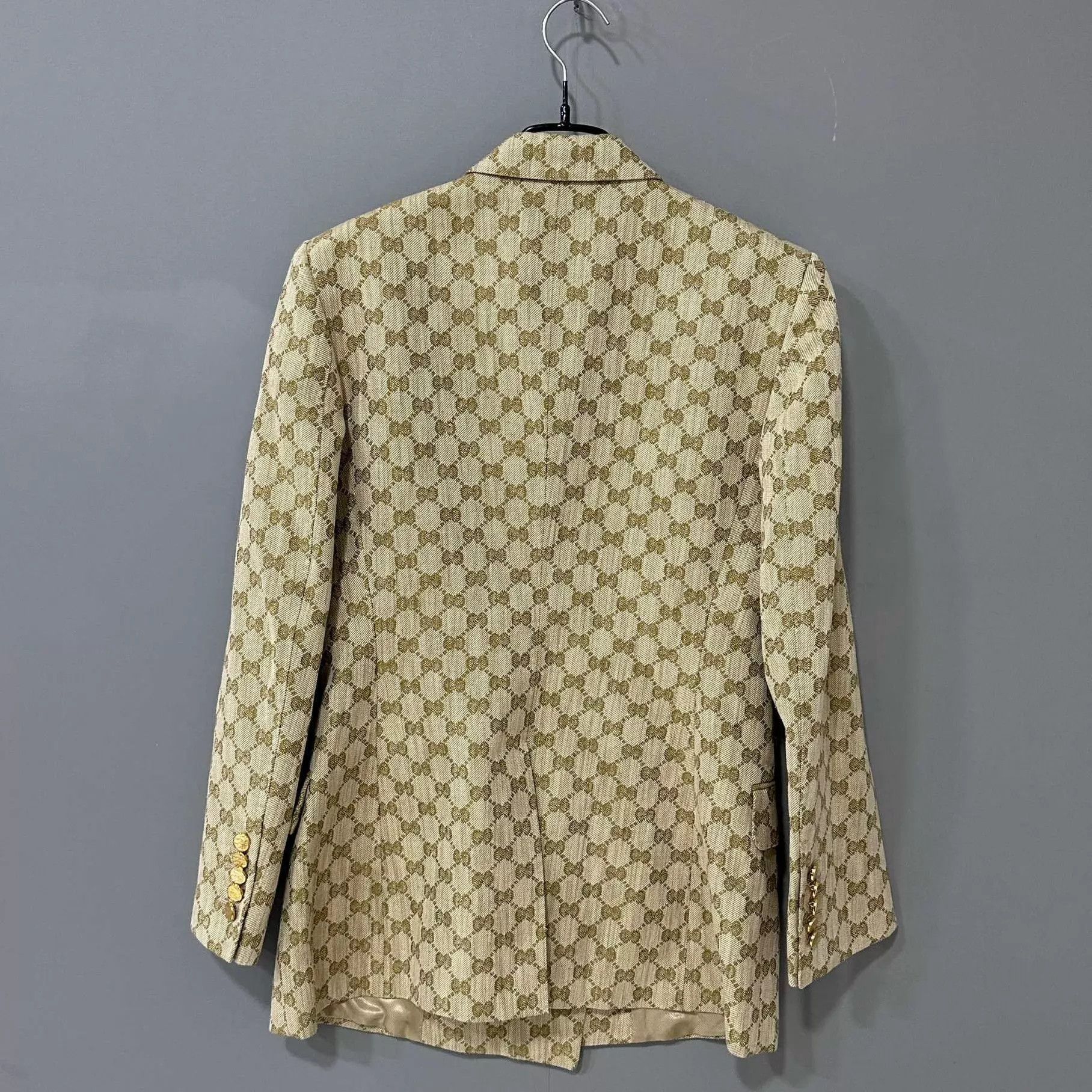 Gucci GUCCI Khaki allover DB gold Btn blazer 40 Size S / US 4 / IT 40 - 3 Thumbnail