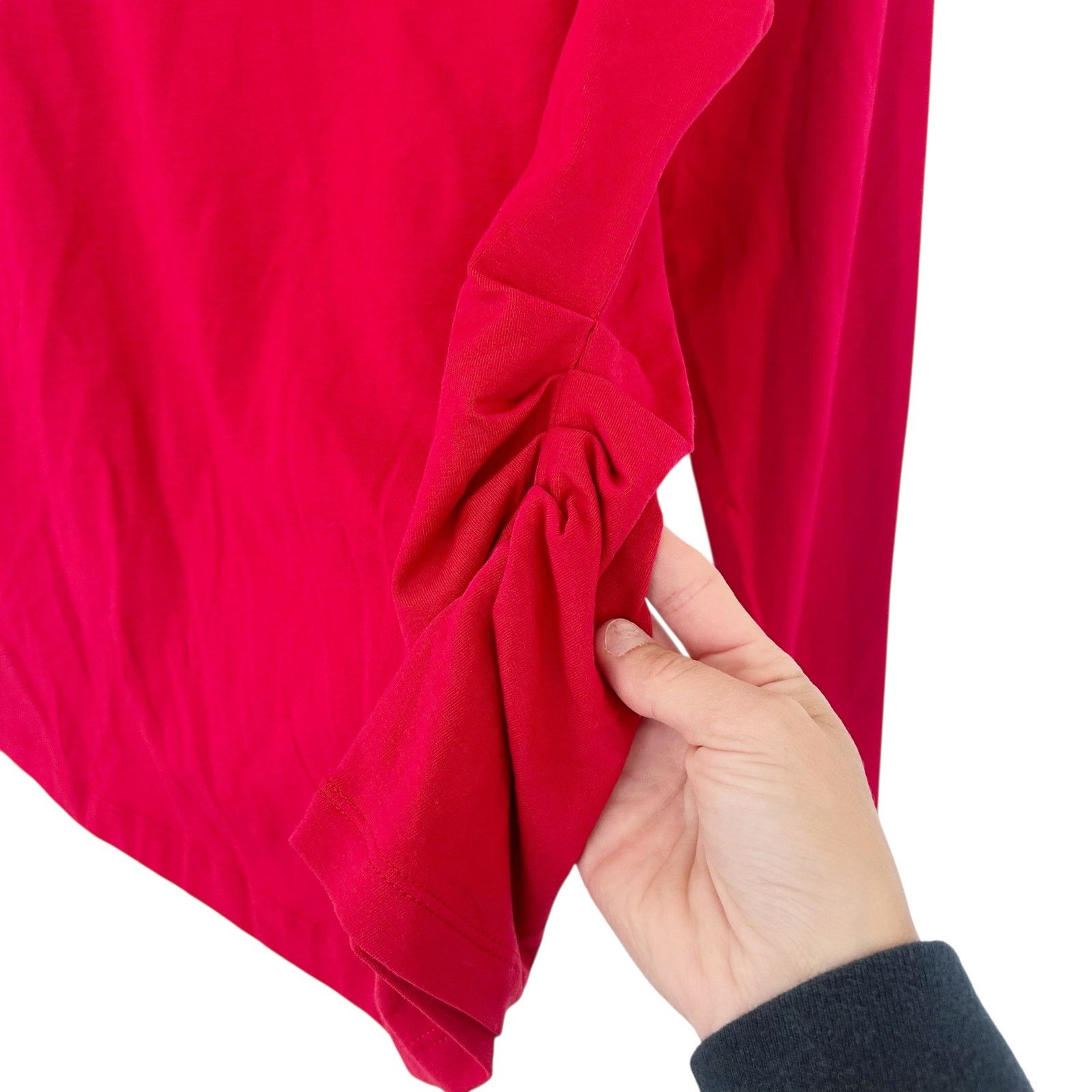 Other Peruvian Connection Red Pima Cotton Mock Neck Ruched Top L Size L / US 10 / IT 46 - 4 Thumbnail
