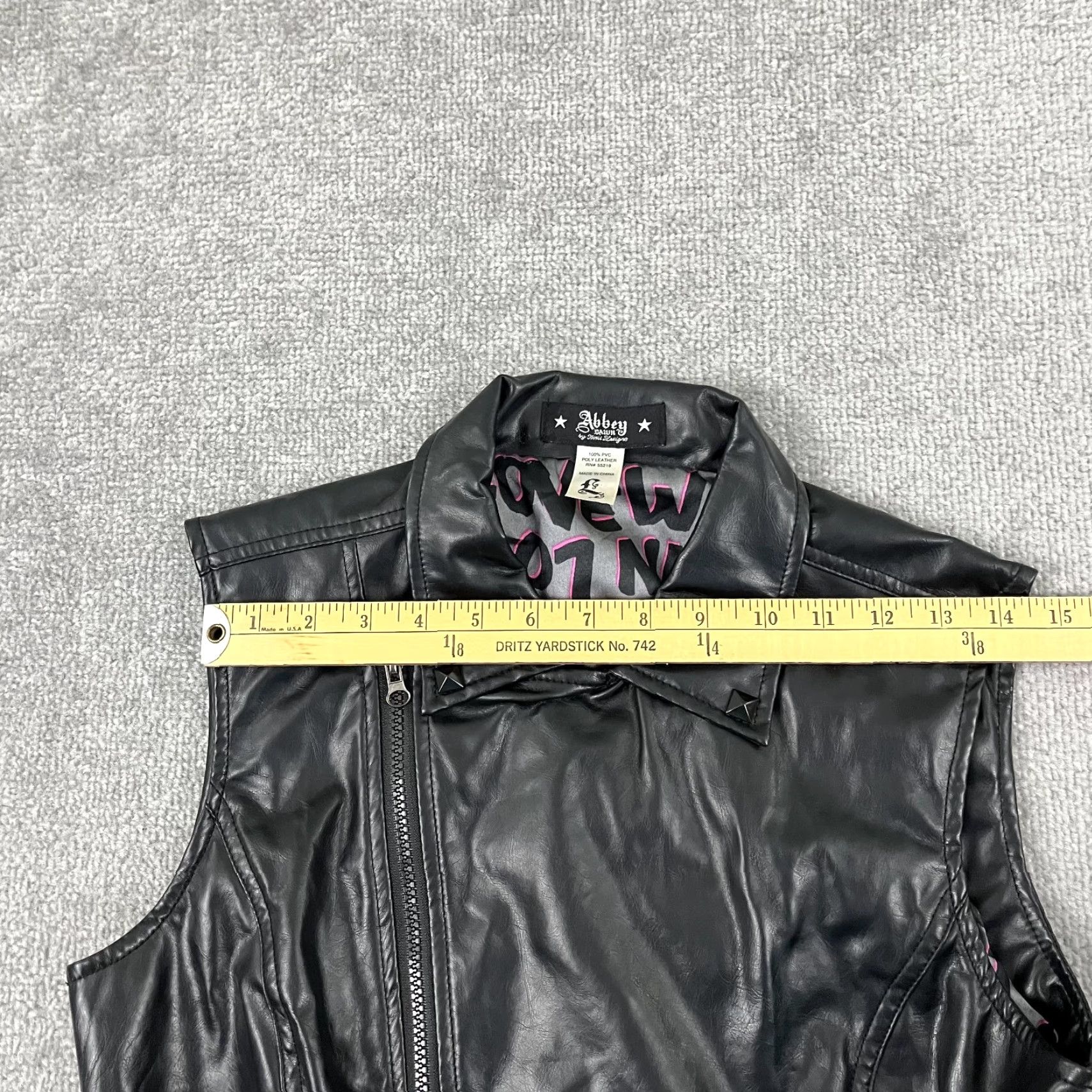 Vintage Abbey Dawn by Avril Lavigne Jacket Large Juniors 100% PVC Poly Leather Zip Moto Size L / US 10 / IT 46 - 4 Thumbnail