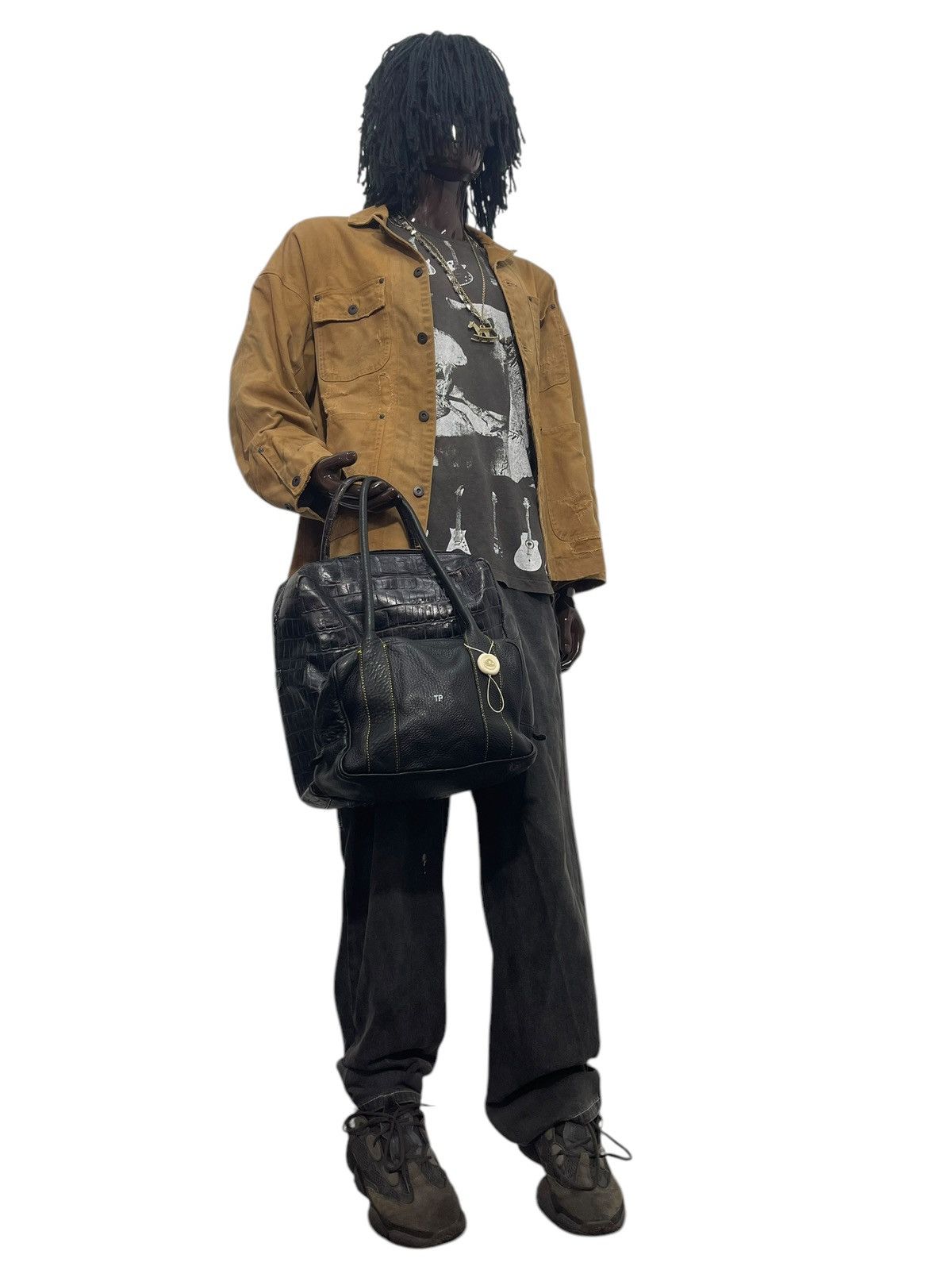 Genuine Leather Crocodile Embossed Theatre Product Japan Hand Carry Bag 1🟩8 Size ONE SIZE - 2 Thumbnail