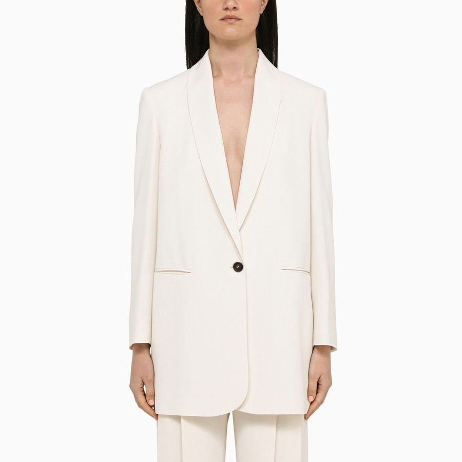Brunello Cucinelli o1d2blof0824 Single-Breasted Jacket in White Size M / US 6-8 / IT 42-44 - 1 Thumbnail