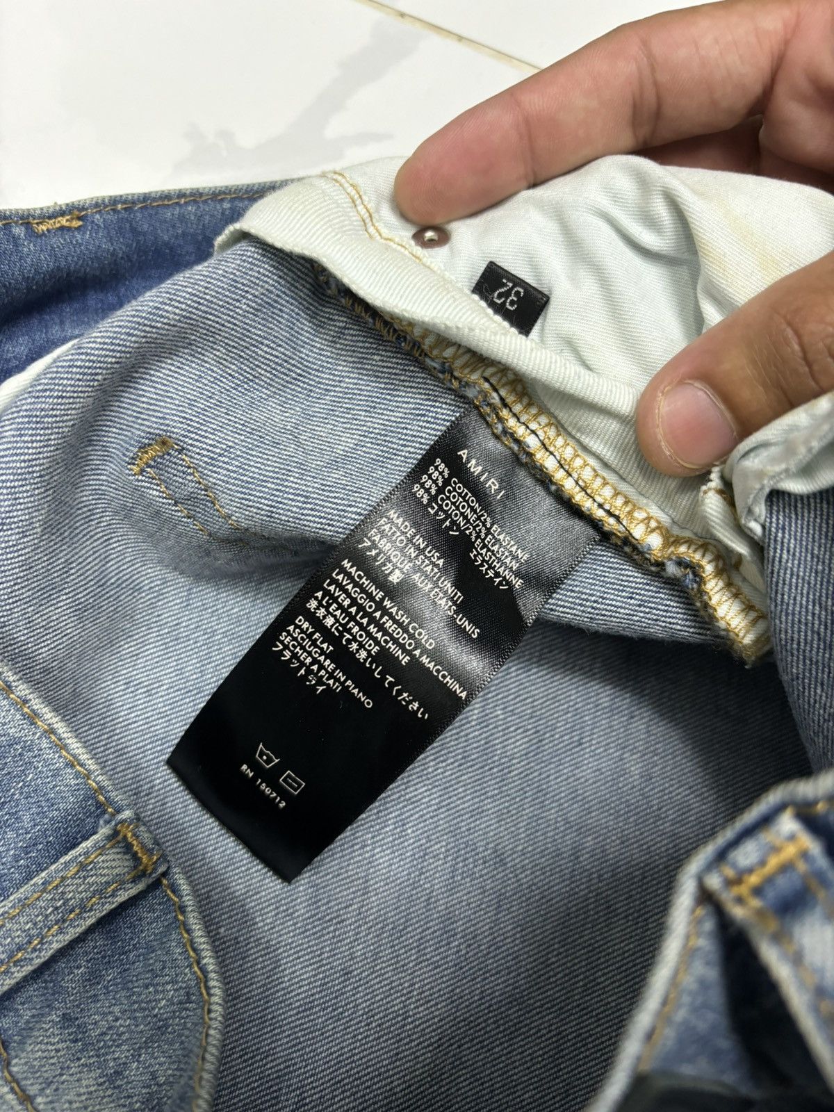 Amiri Amiri White Stripe Blue Denim Jeans Size US 32 / EU 48 - 13 Thumbnail