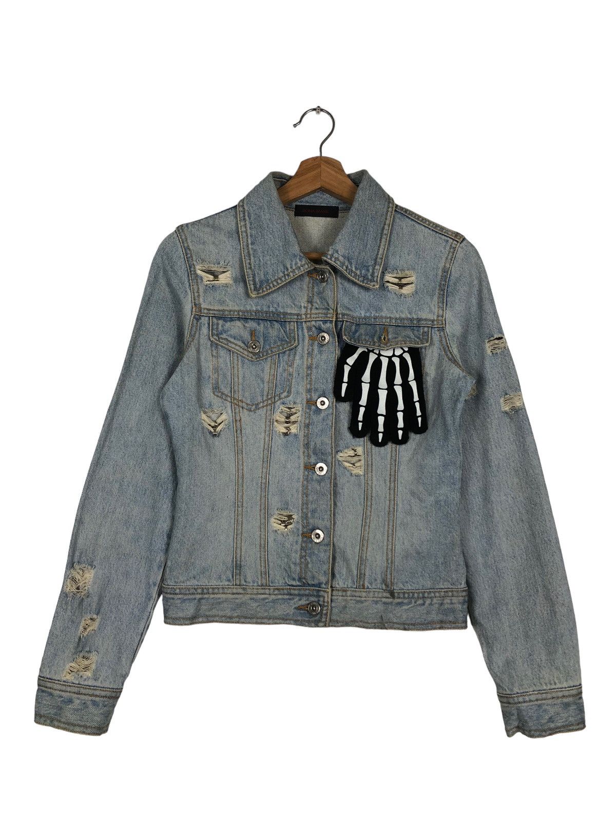 Japanese Brand 🔥Rare Biker Denim Jacket Distressed Punk Dona Marie Japan Size US M / EU 48-50 / 2 - 1 Thumbnail