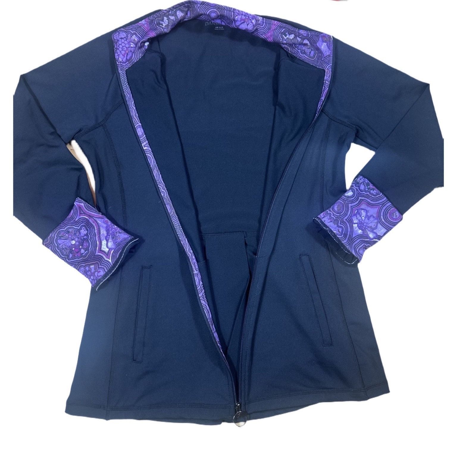 Other Danskin Black Full Zip Track Jacket – Purple Paisley Collar Size M / US 6-8 / IT 42-44 - 3 Thumbnail