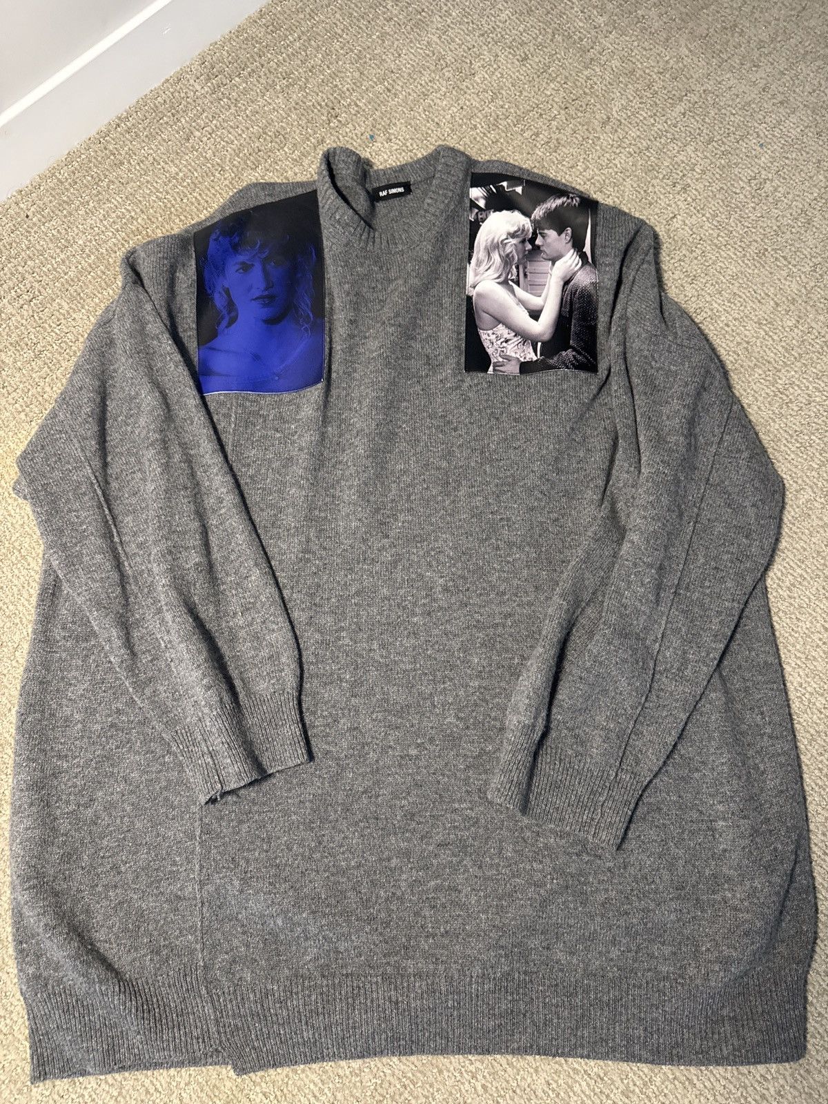 Raf Simons Raf Simons Grey Knit Patches Sweater | Grailed