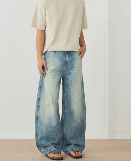Japanese Brand × Jean Men's lightning pattern street baggy ripped scimitar jeans Size US 32 / EU 48 - 2 Thumbnail