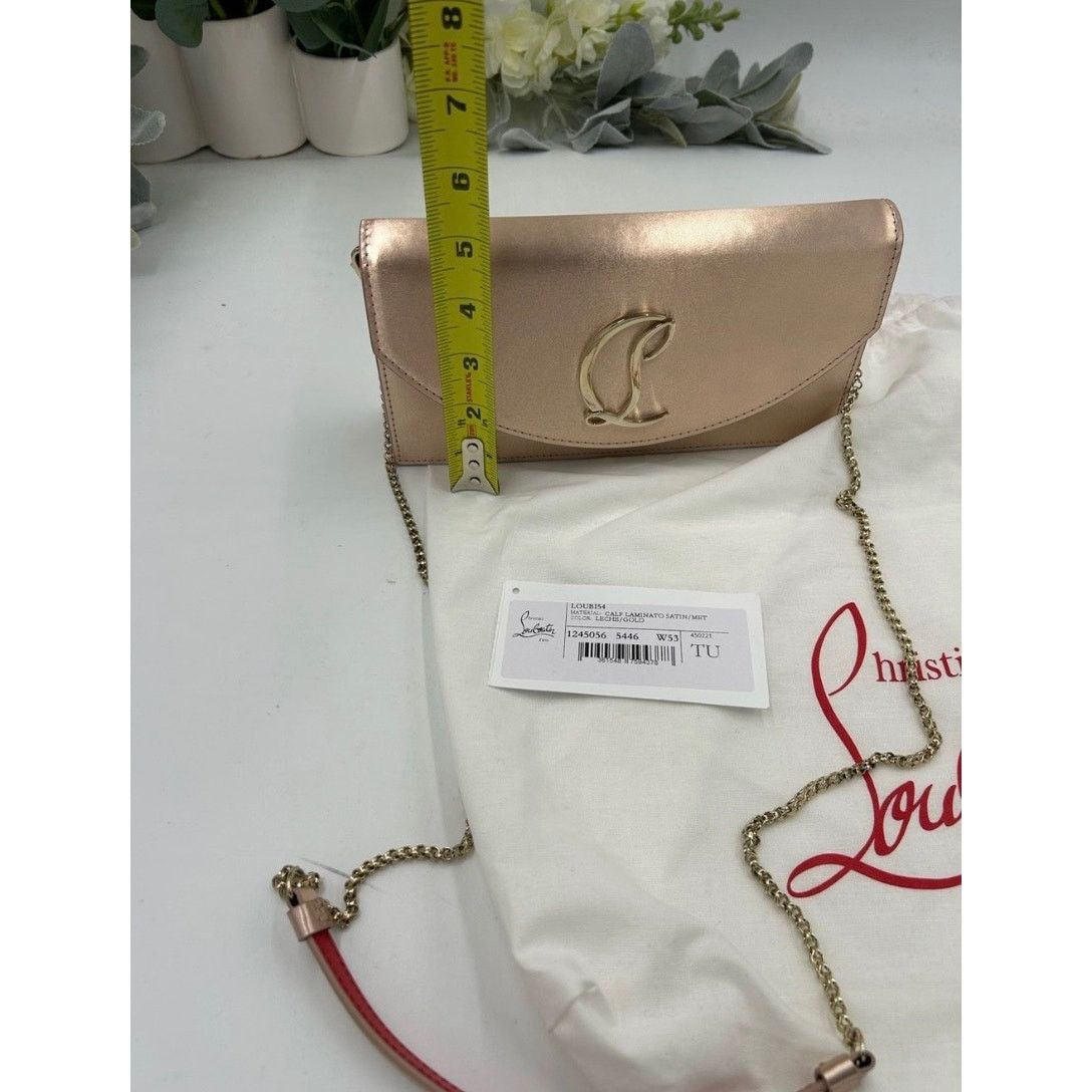 Christian Louboutin Women's Christian Louboutin LOUBI 54 clutch in gold satin Size ONE SIZE - 12 Thumbnail