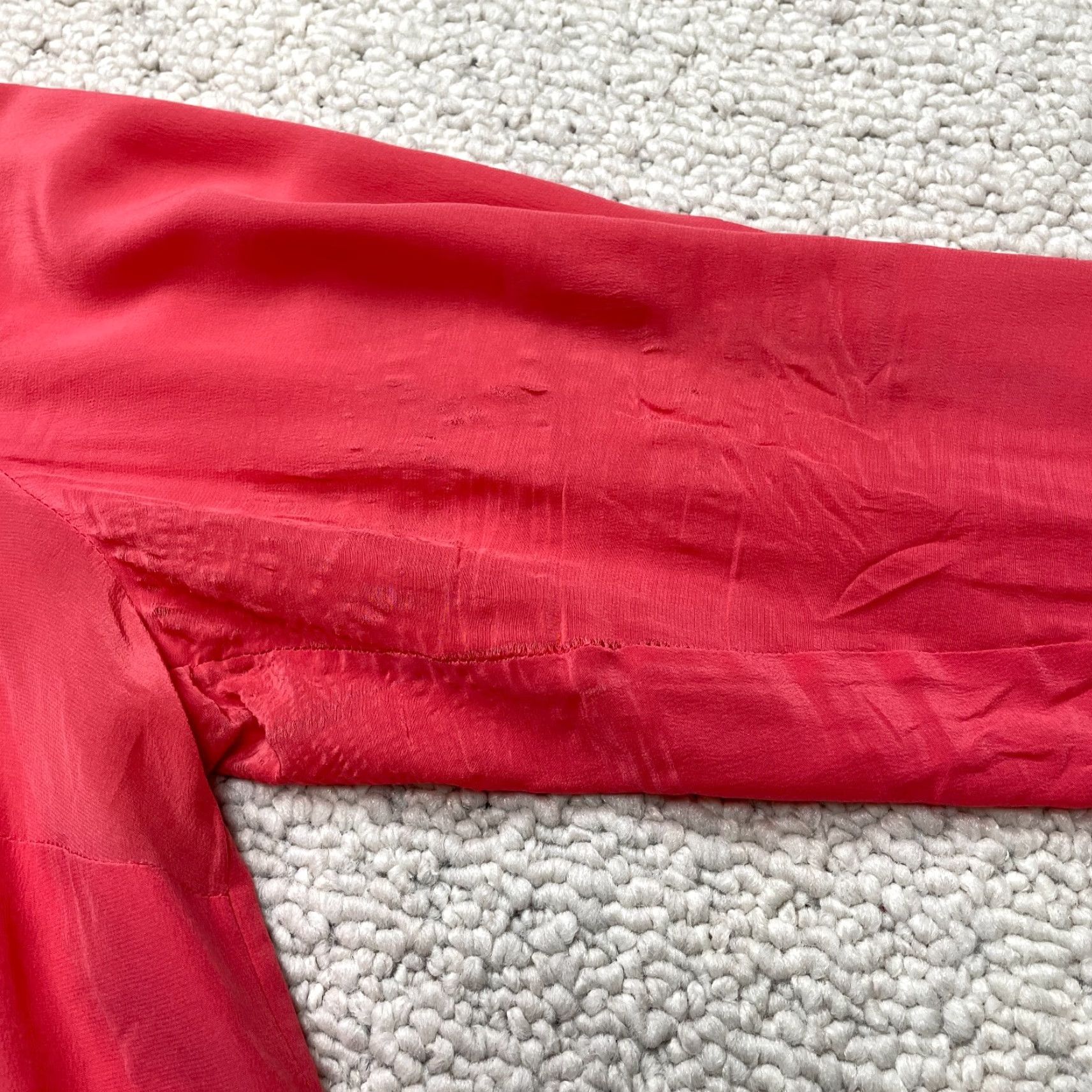 Vintage Premise Button-Up Shirt Womens 1X Plus Silk Long Sleeve Red Light Pink Classic Casual Size XL / US 12-14 / IT 48-50 - 3 Thumbnail