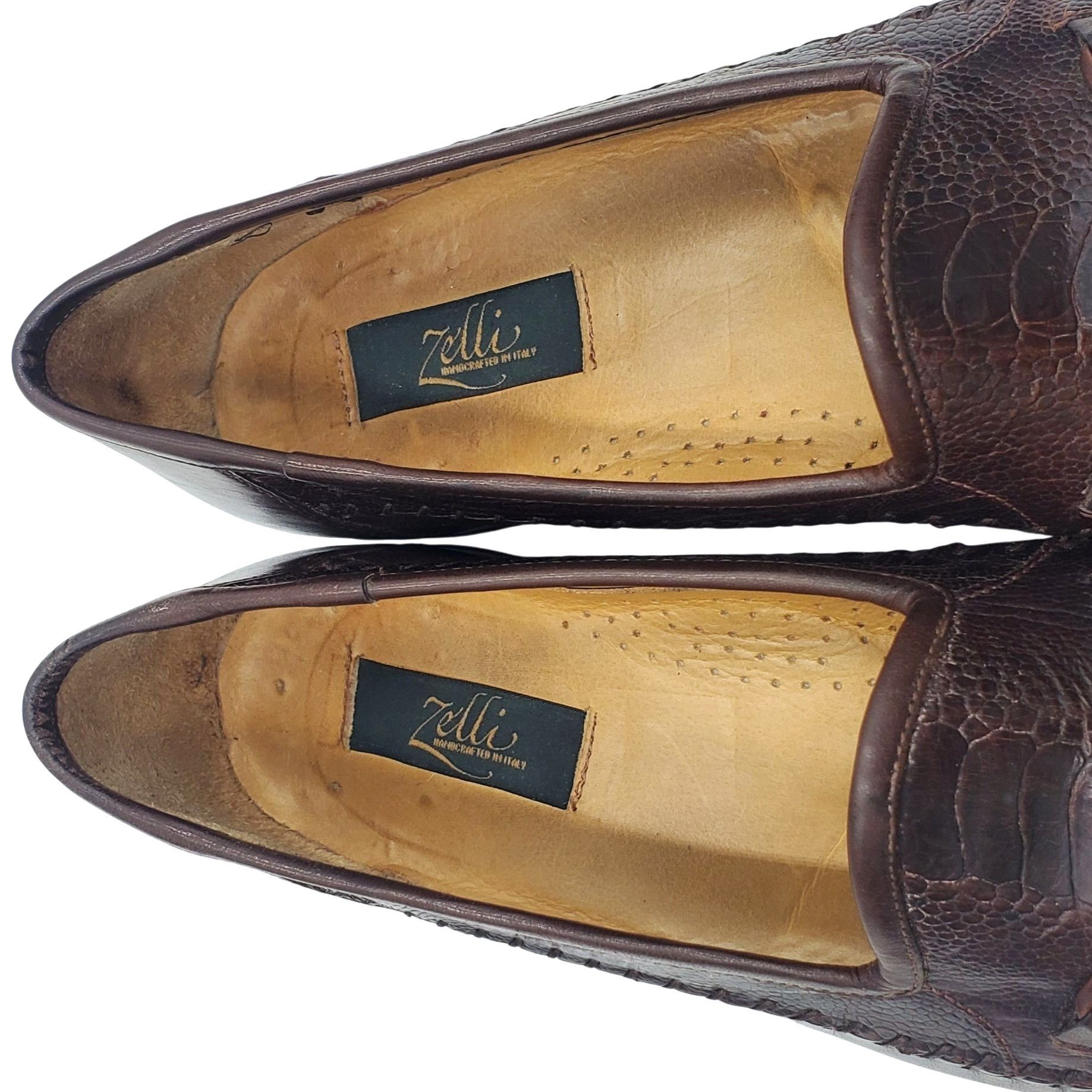 Zelli Italy Zelli Men's size 11 Brown Ostrich Exotic Leather Tasse Size US 11 / EU 44 - 7 Thumbnail