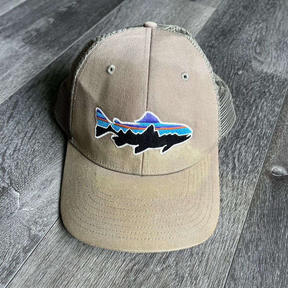 Patagonia Vintage Patagonia Fitz Roy Trout Fish Tan Beige Trucker Hat Size ONE SIZE - 1 Thumbnail