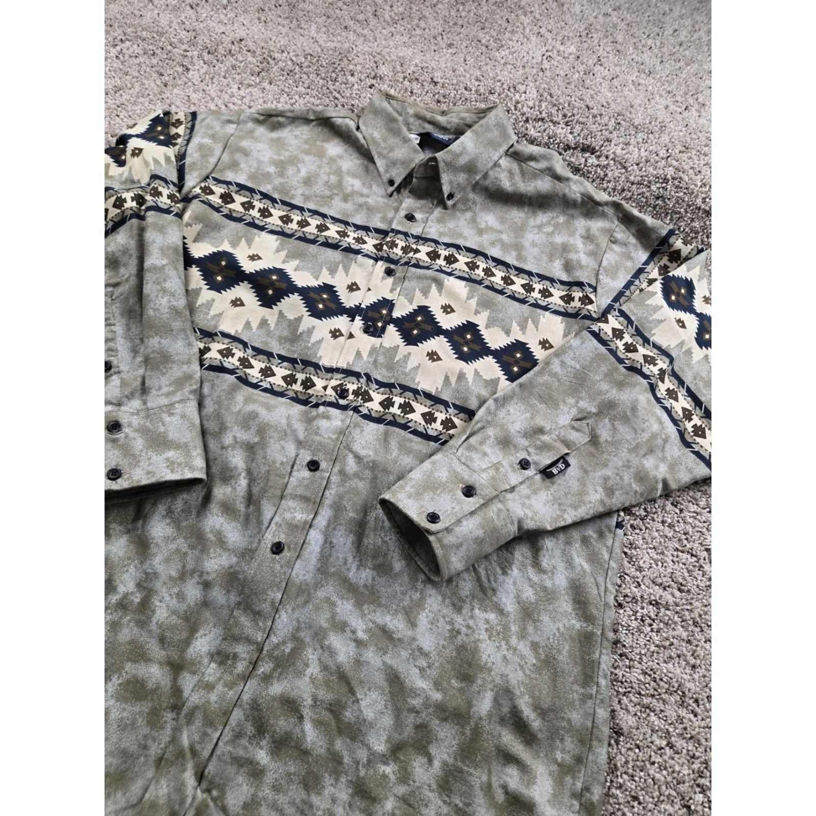 Brooks VINTAGE Brooks & Dunn Shirt Mens XL Green Southwestern Western Button Up 90s Size US XL / EU 56 / 4 - 2 Thumbnail