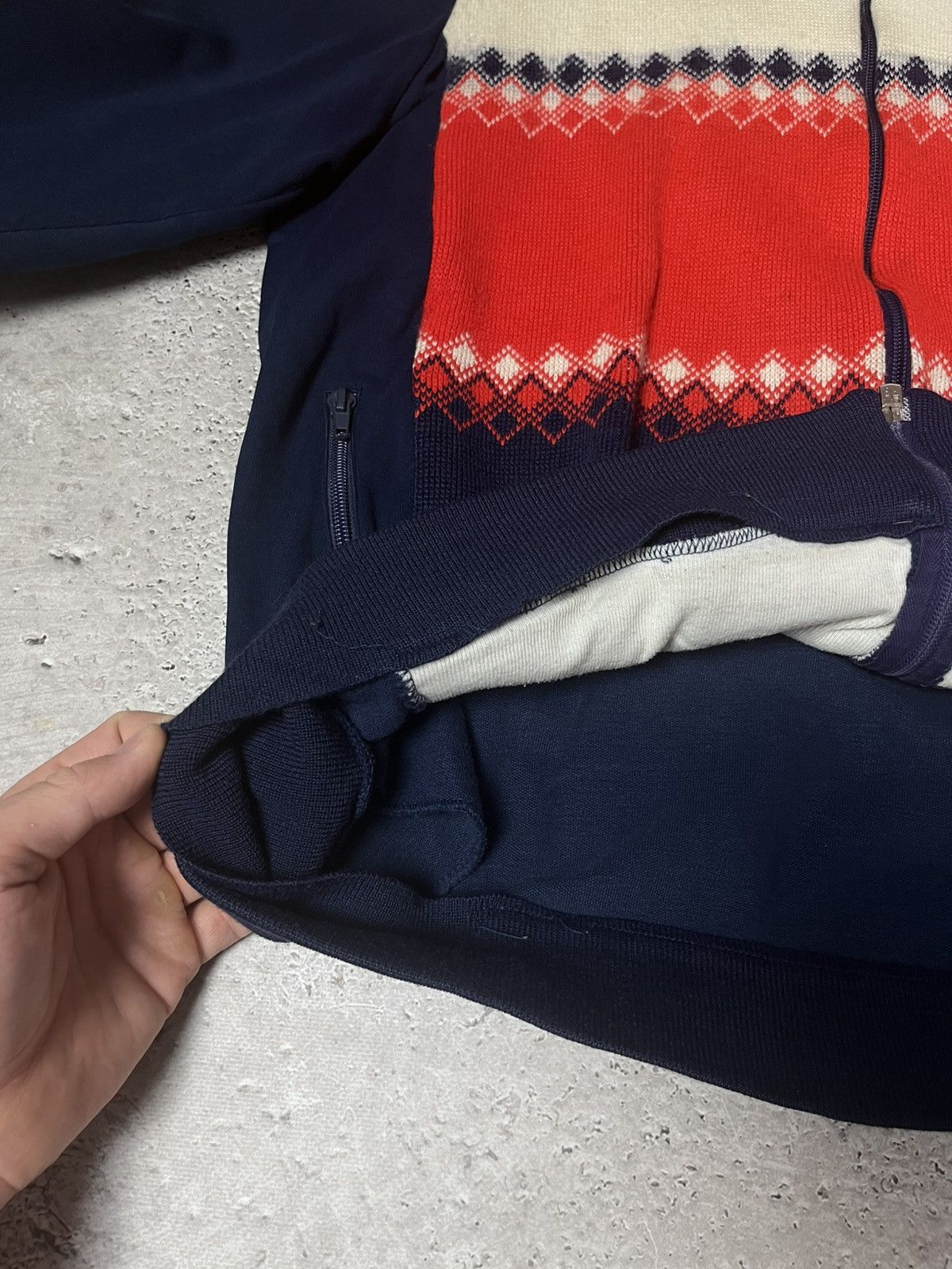 Other Vintage Loffler wool blend zip-up jacket navy red white Size US L / EU 52-54 / 3 - 14 Thumbnail