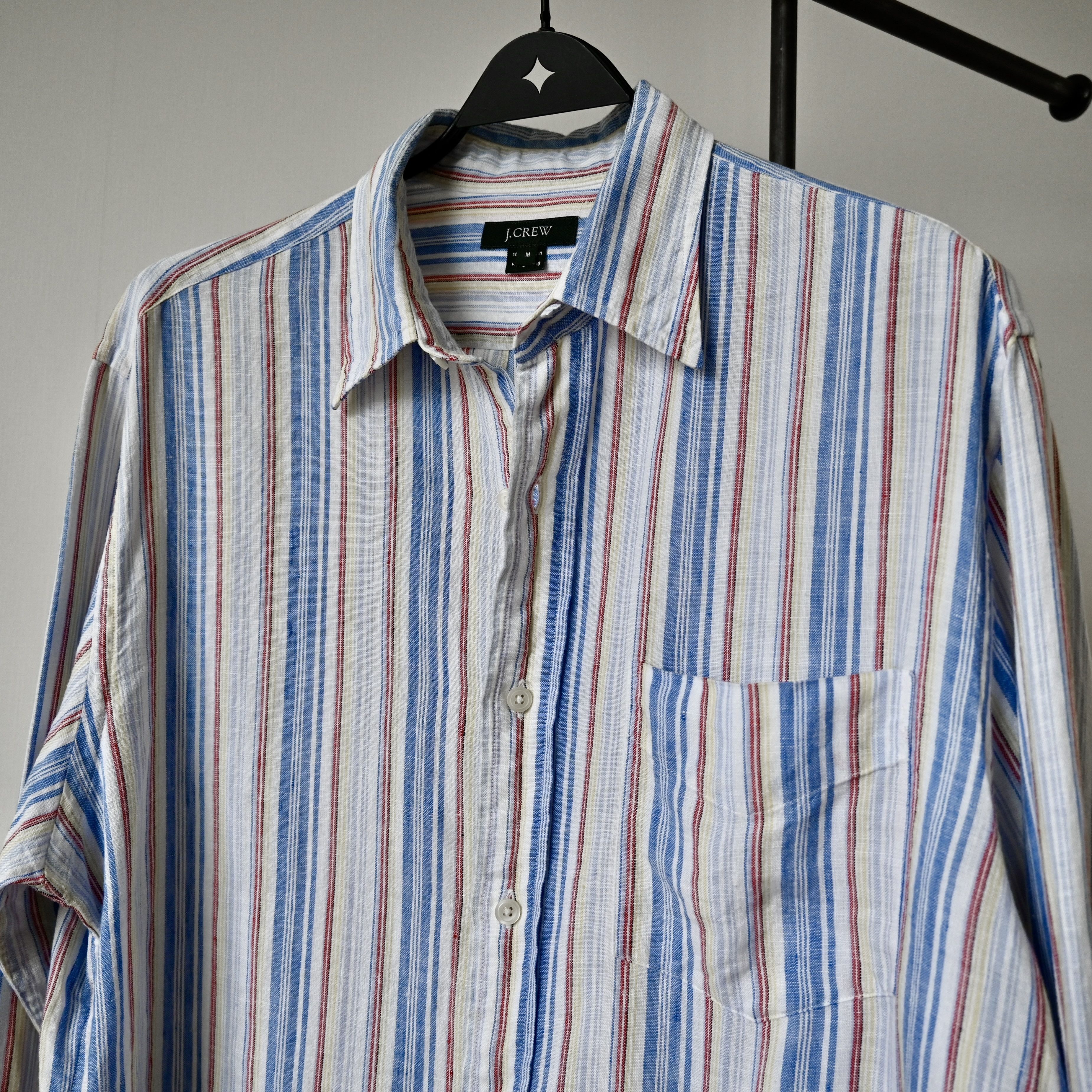 J.Crew VTG 2000s J.Crew sunshine colored stripe linen shirt Size US M / EU 48-50 / 2 - 9 Thumbnail