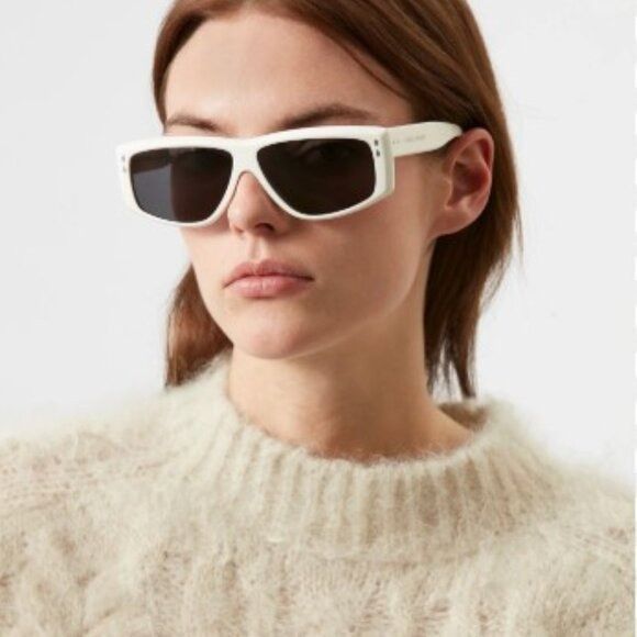 Isabel Marant Isabel Marant IM 0106/S 0807 IR Sunglasses Black Rectangle Size ONE SIZE - 6 Thumbnail