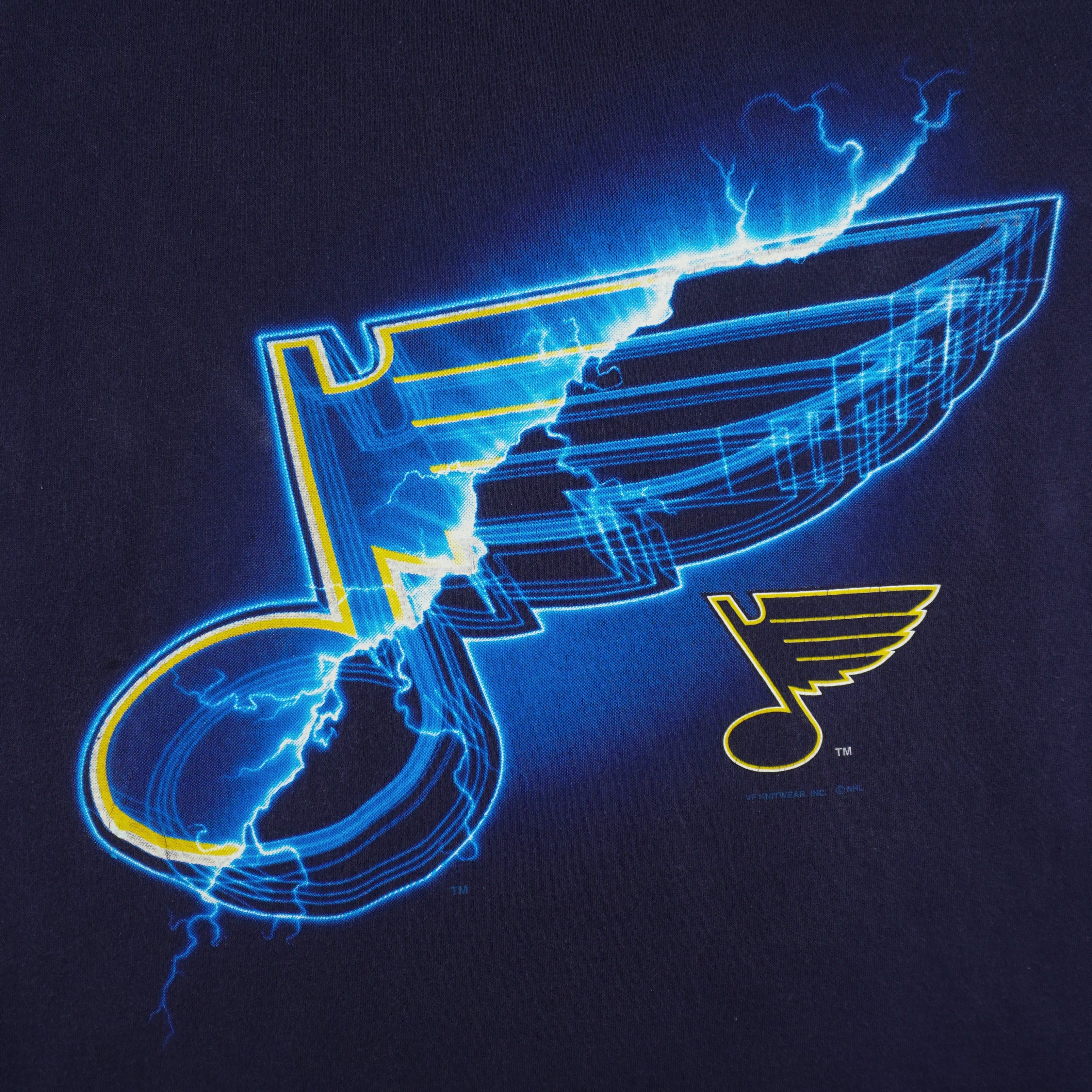 Lee NHL - St. Louis Blues Lightning T-Shirt 1990s Size US XL / EU 56 / 4 - 3 Thumbnail