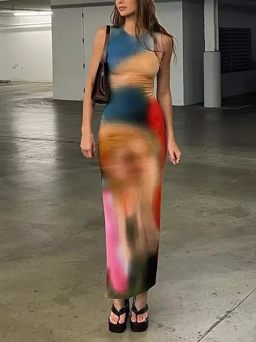 Designer × Vintage Maxi retro vintage y2k aesthetic dress Size S / US 4 / IT 40 - 1 Thumbnail