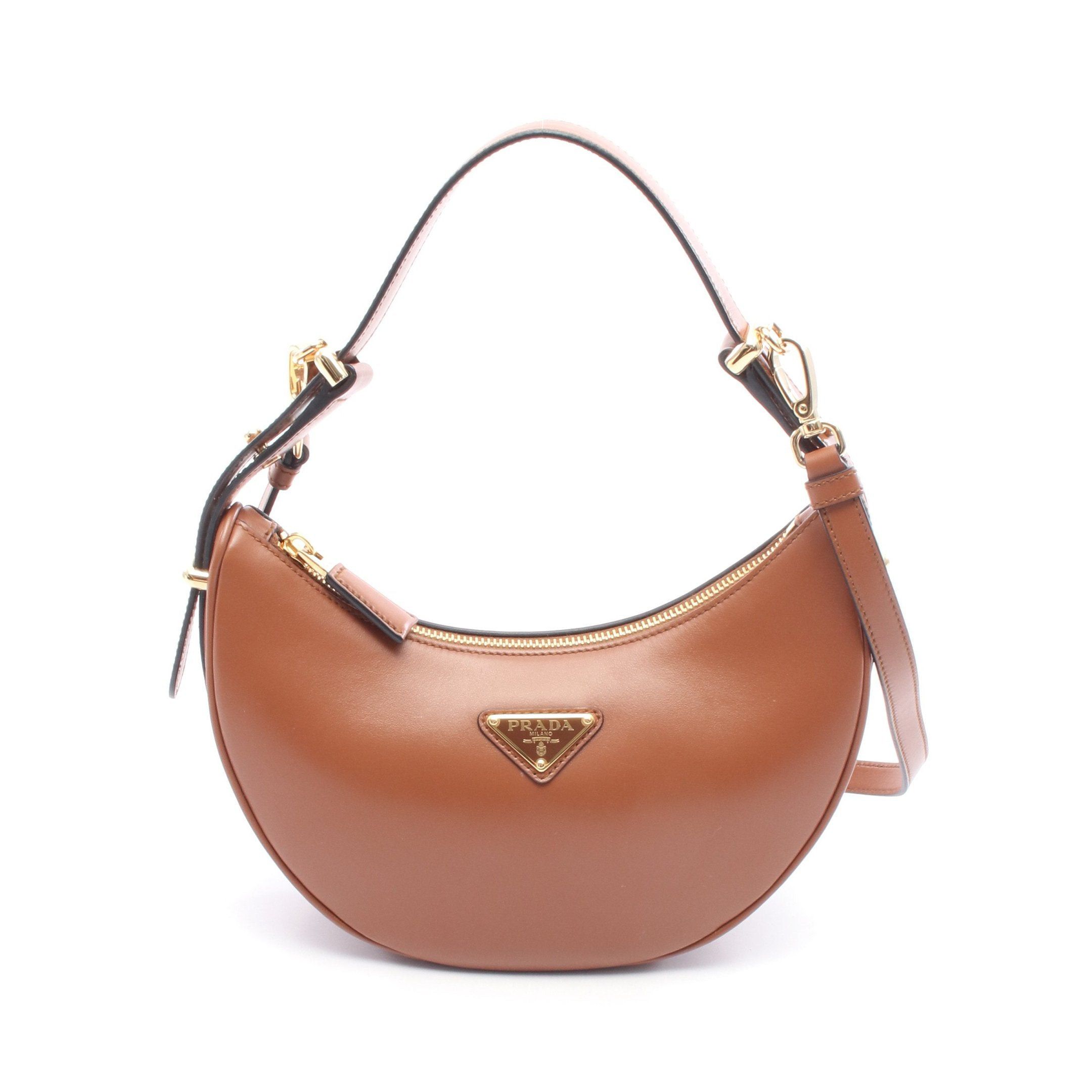 Prada Prada Soft Calf Arke Handbag Leather Brown Size ONE SIZE - 1 Thumbnail