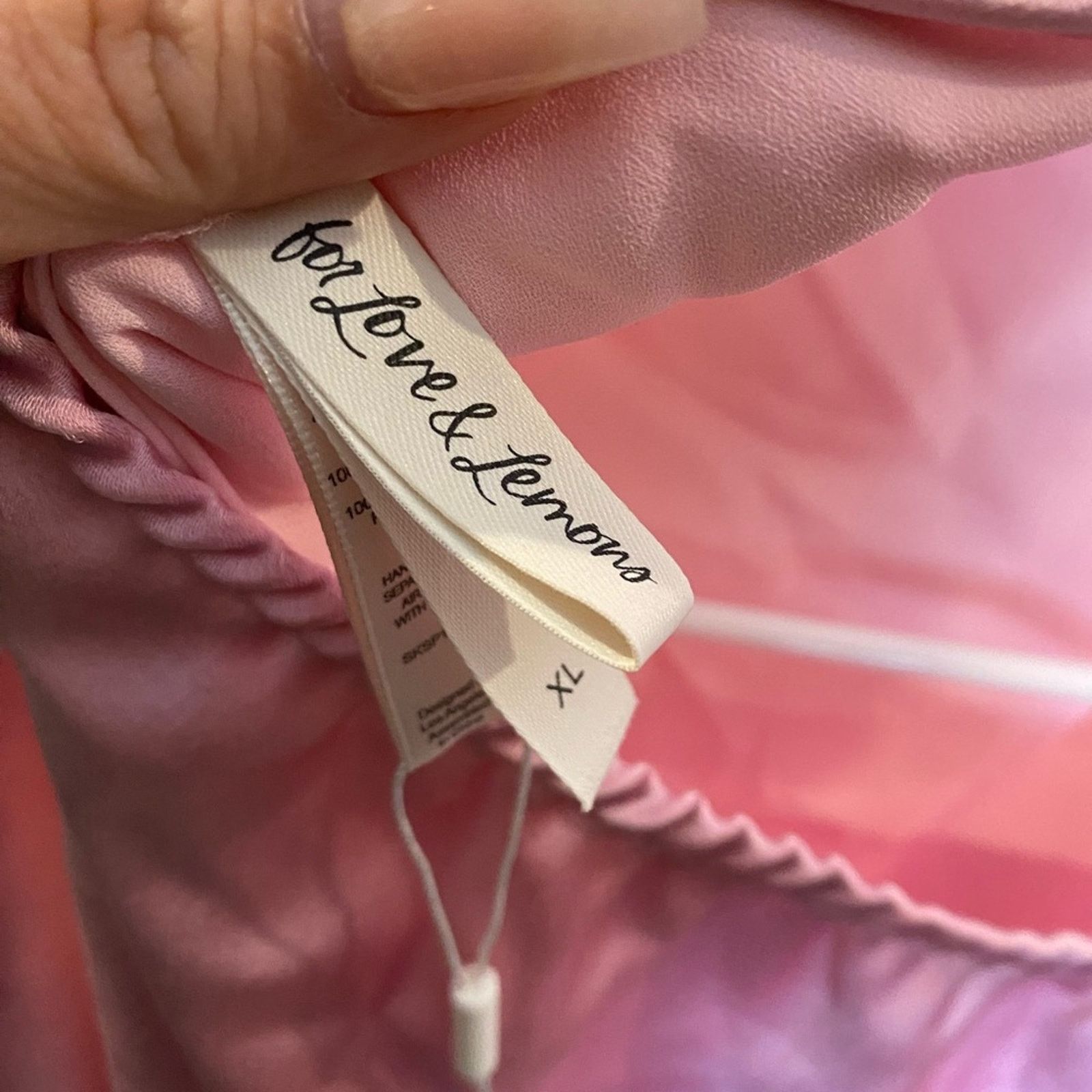 REVOLVE For Love & Lemons Floral Trim Pink Cutout Slip Dress XL Size XL / US 12-14 / IT 48-50 - 7 Thumbnail