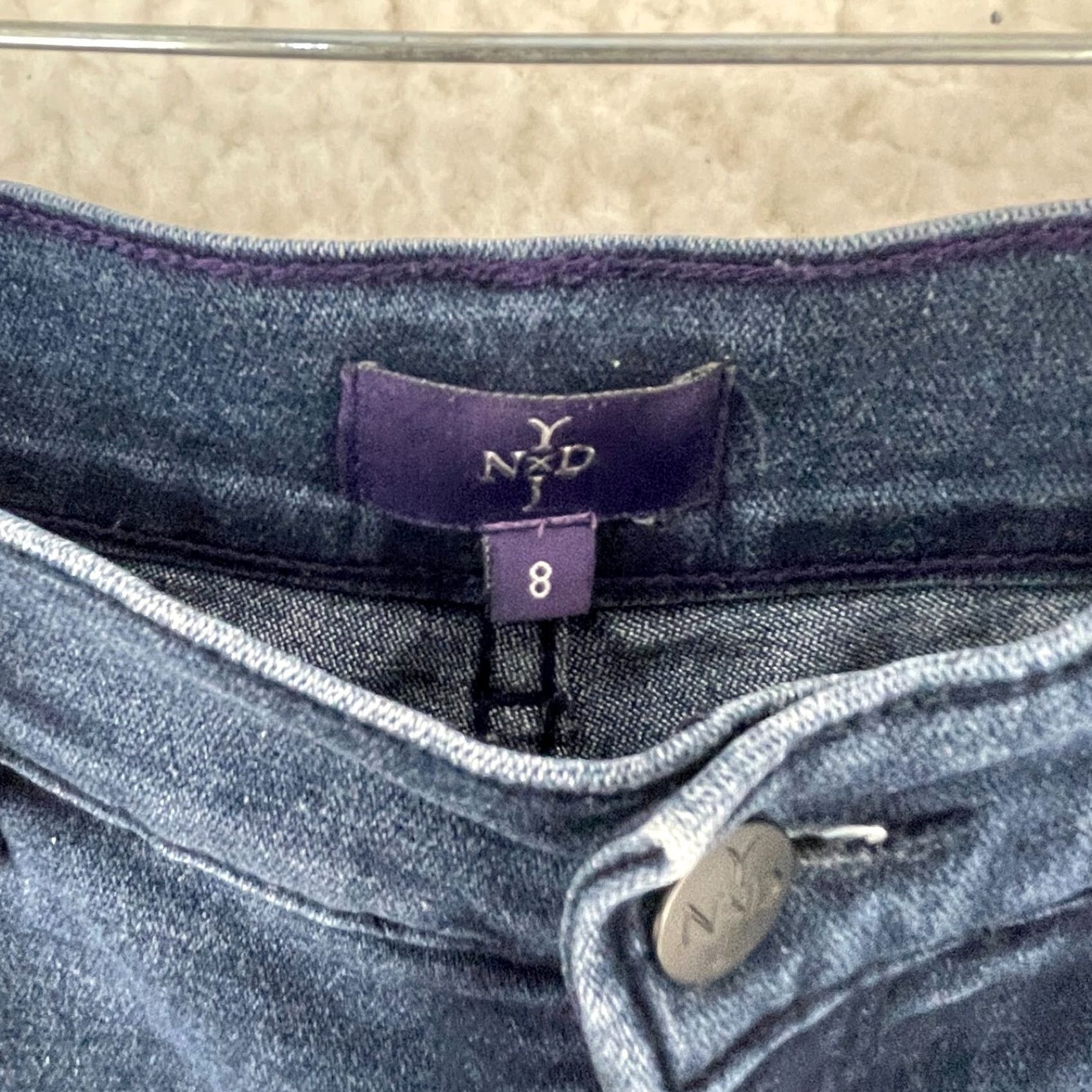 NYDJ NYDJ Blue Denim Embellished Straight Leg Jeans Womens Size 8 Casual Modern City USA Stretch Regular 5-Pocket Blue Denim Try-ons Size 30" / US 8 / IT 44 - 6 Thumbnail