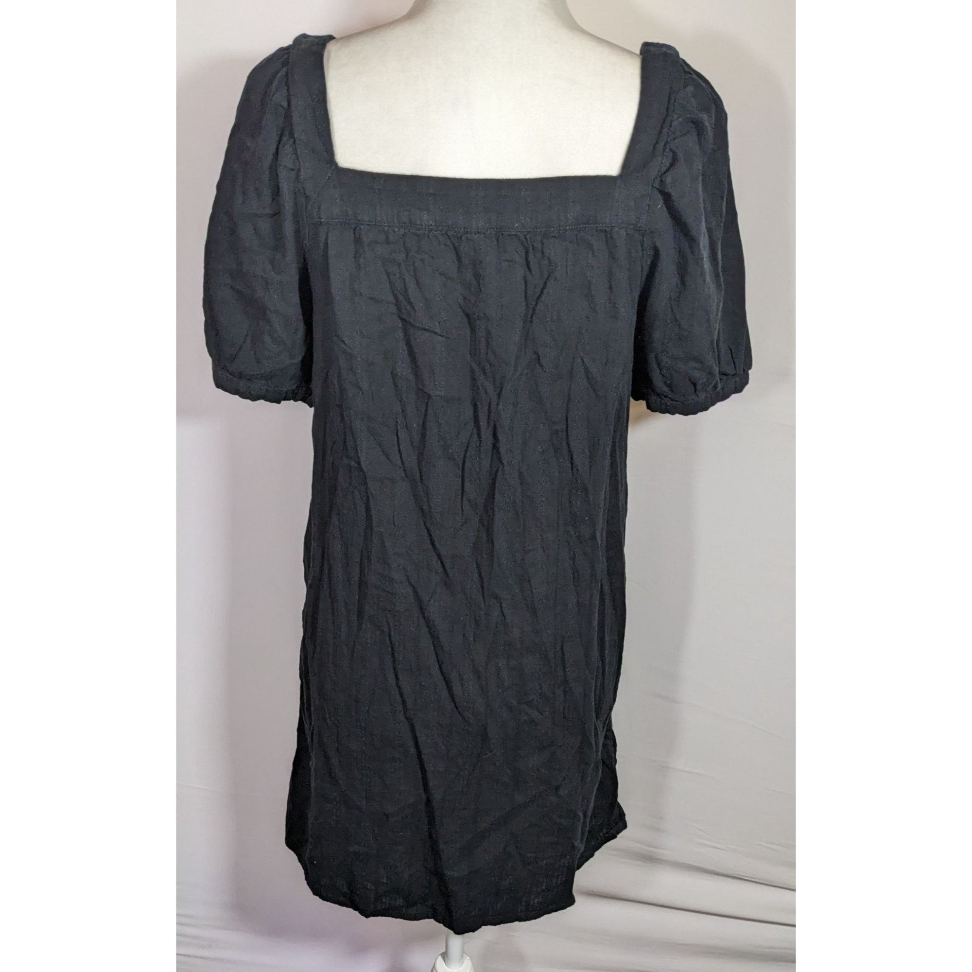 Old Navy Old Navy Black Mini Peasant Dress With Puff Sleeves Size S / US 4 / IT 40 - 4 Thumbnail