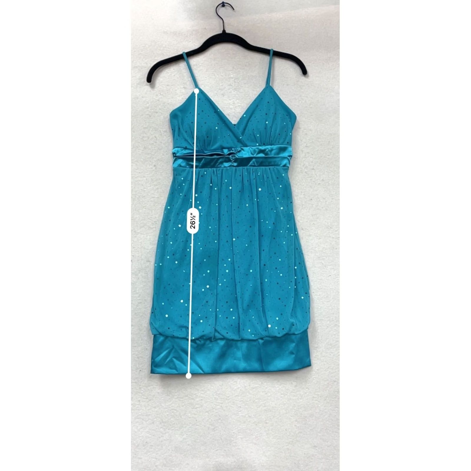 Altea Taboo Dress Polka Dot Spaghetti Strap Satin Hem Knee Length Sleeveless Womens S Teal/Sapphire Blue Size S / US 4 / IT 40 - 7 Thumbnail