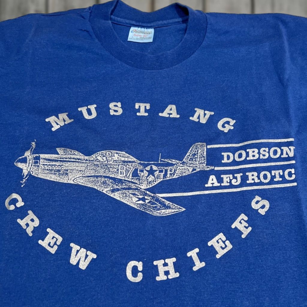 Vintage VINTAGE P-51 Mustang Crew Chiefs Shirt Men L Blue Graphic Tee 1990s ROTC USA Size US L / EU 52-54 / 3 - 1 Thumbnail