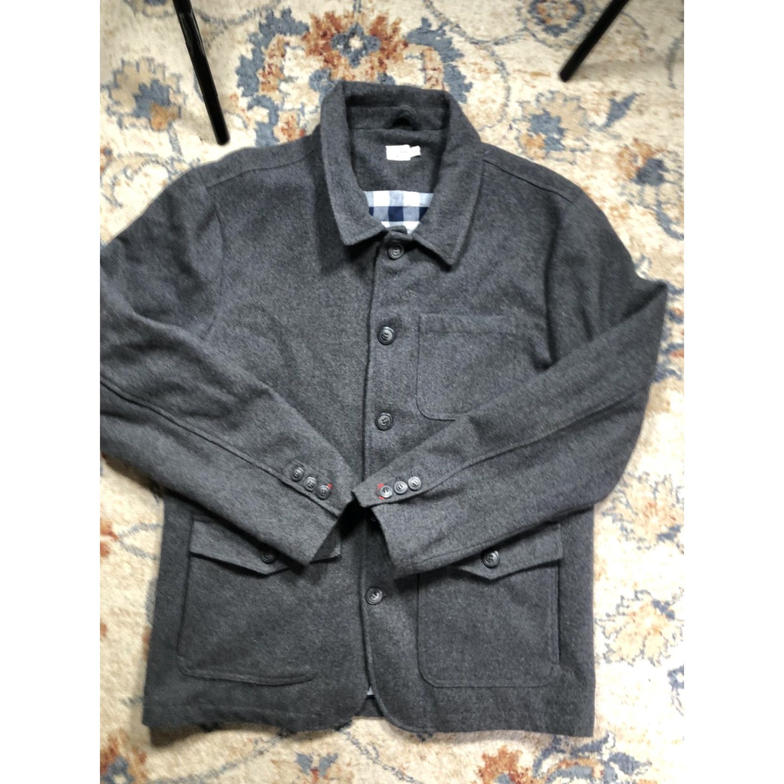 Vintage Bridge & Burn Jacket Mens XL Gray Wool Military Front Button Pockets Lined Size US XL / EU 56 / 4 - 2 Thumbnail