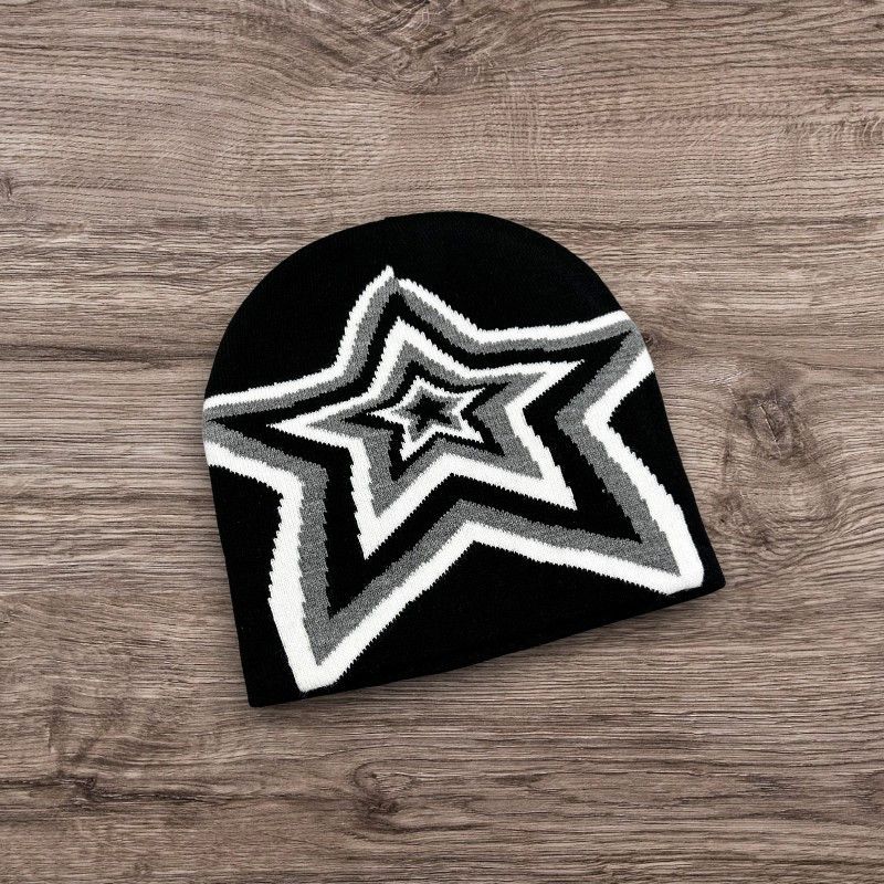 The Unbranded Brand Y2K Skater ALT Grunge Star Beanie | Punk Opium Black Hat Size ONE SIZE - 1 Preview
