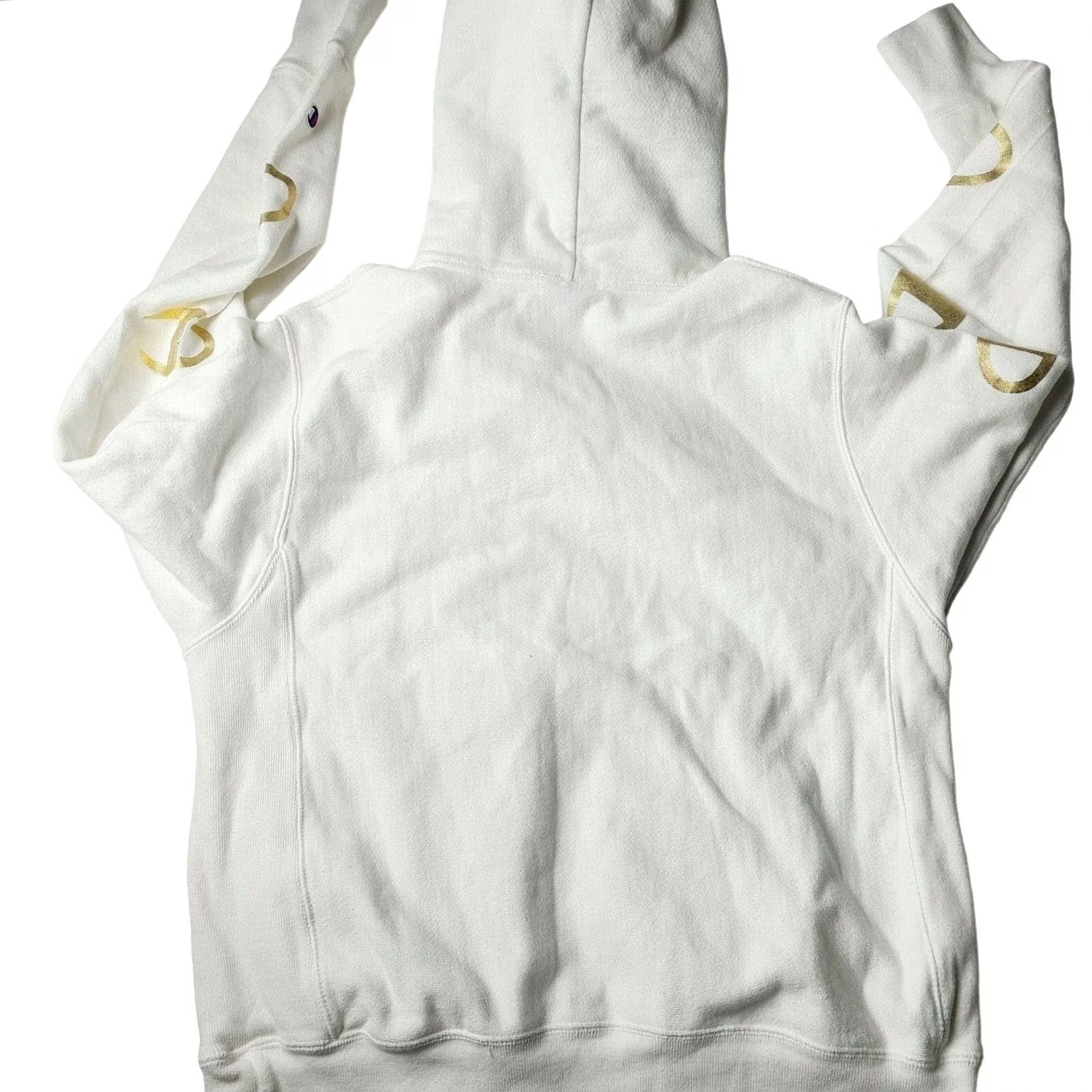 Champion VINTAGE Champion Reverse Weave Hoodie Mens Size S White Gold Spellout Sleeves 2000s Heavyweight Embroidered Pullover Size US S / EU 44-46 / 1 - 2 Thumbnail
