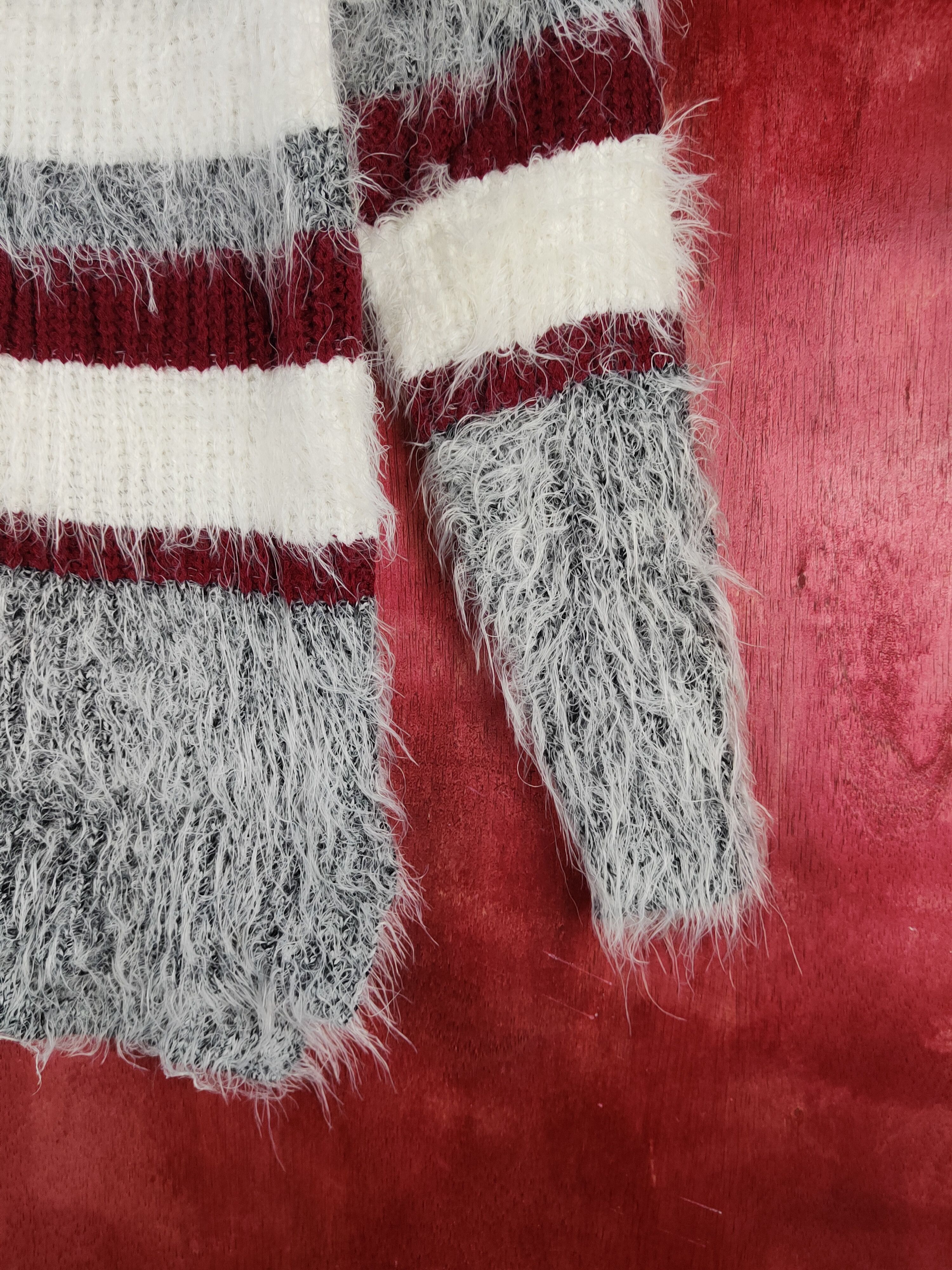 Vintage Ingni Gray Cream Shag Shaggy Fur Mohair Knitwear #S2155 Size S / US 4 / IT 40 - 6 Thumbnail