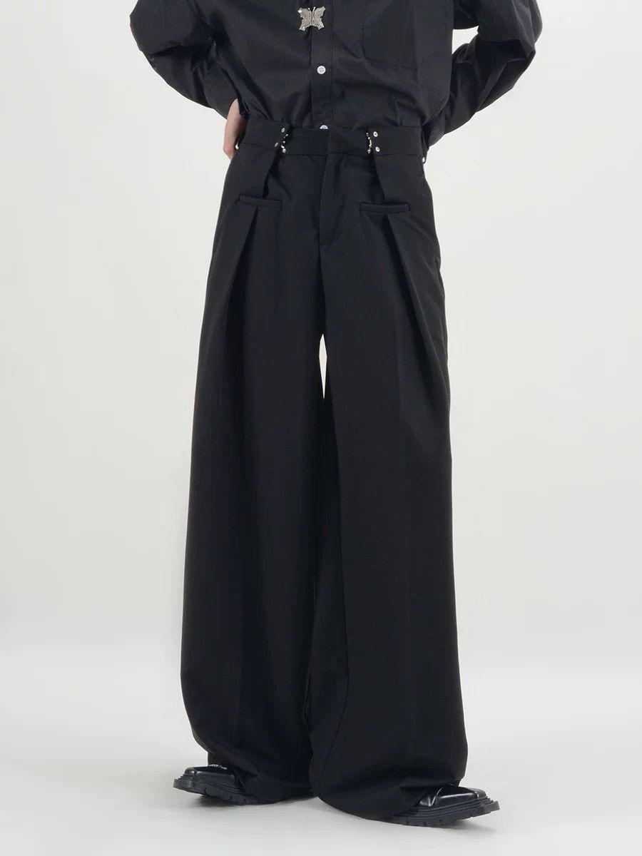 Japanese Brand Korean floor-length drapey black suit wide-leg floor-length Size 30" / US 8 / IT 44 - 1 Thumbnail