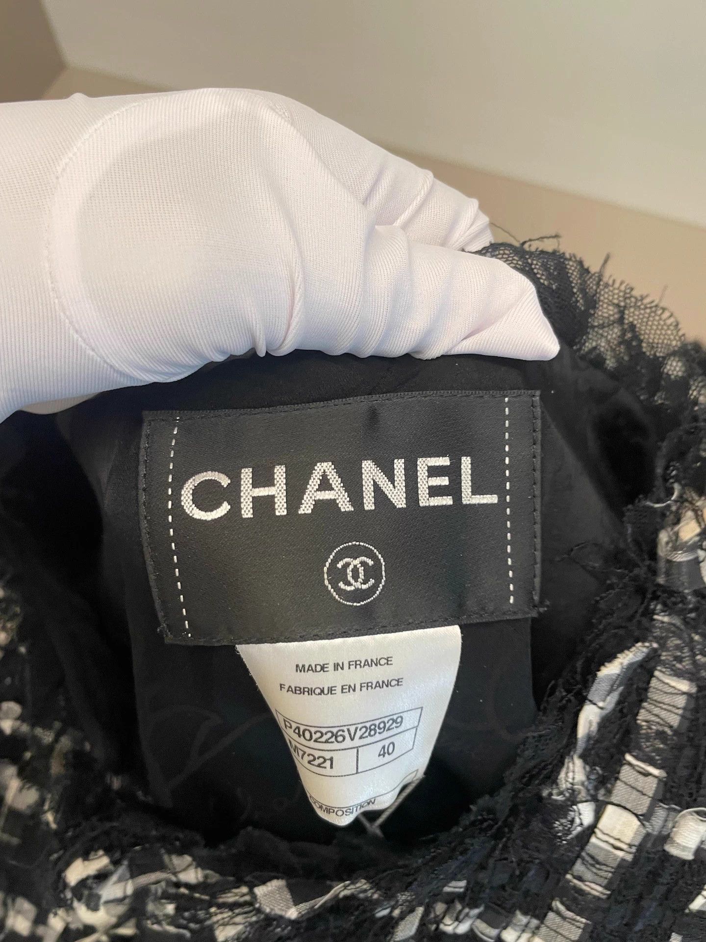 Chanel Chanel black white check nylon-cotton jacket 40B Size M / US 6-8 / IT 42-44 - 7 Thumbnail