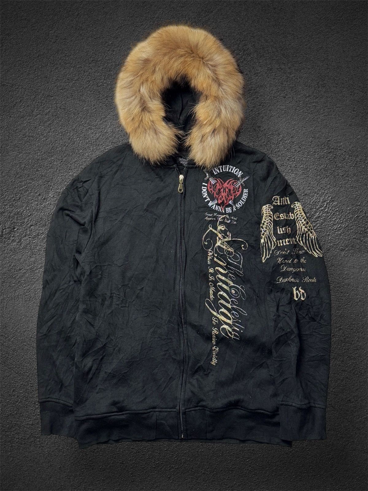 Tornado Mart Fur Hoodie Poem Defective Struct Japanese Brand Size US L / EU 52-54 / 3 - 1 Thumbnail