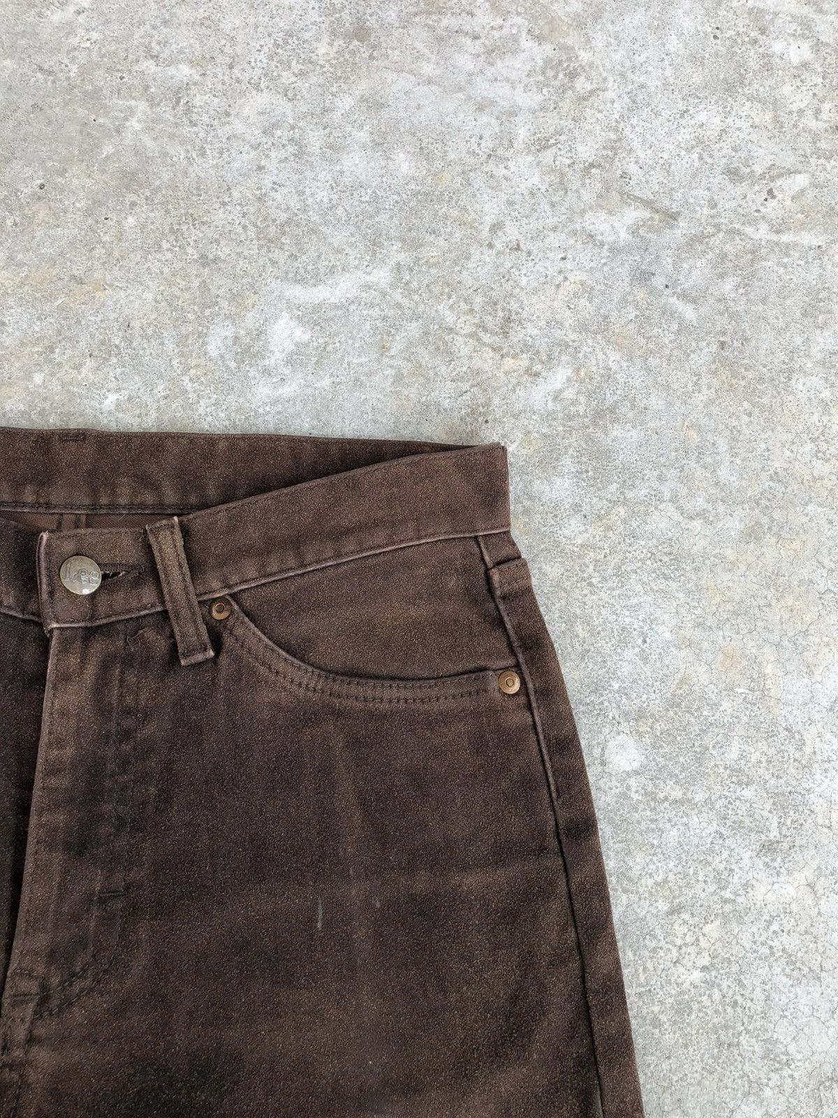 If Six Was Nine Vintage Lee Flared Jeans Distressed Leather Cowhide Size US 29 - 14 Thumbnail