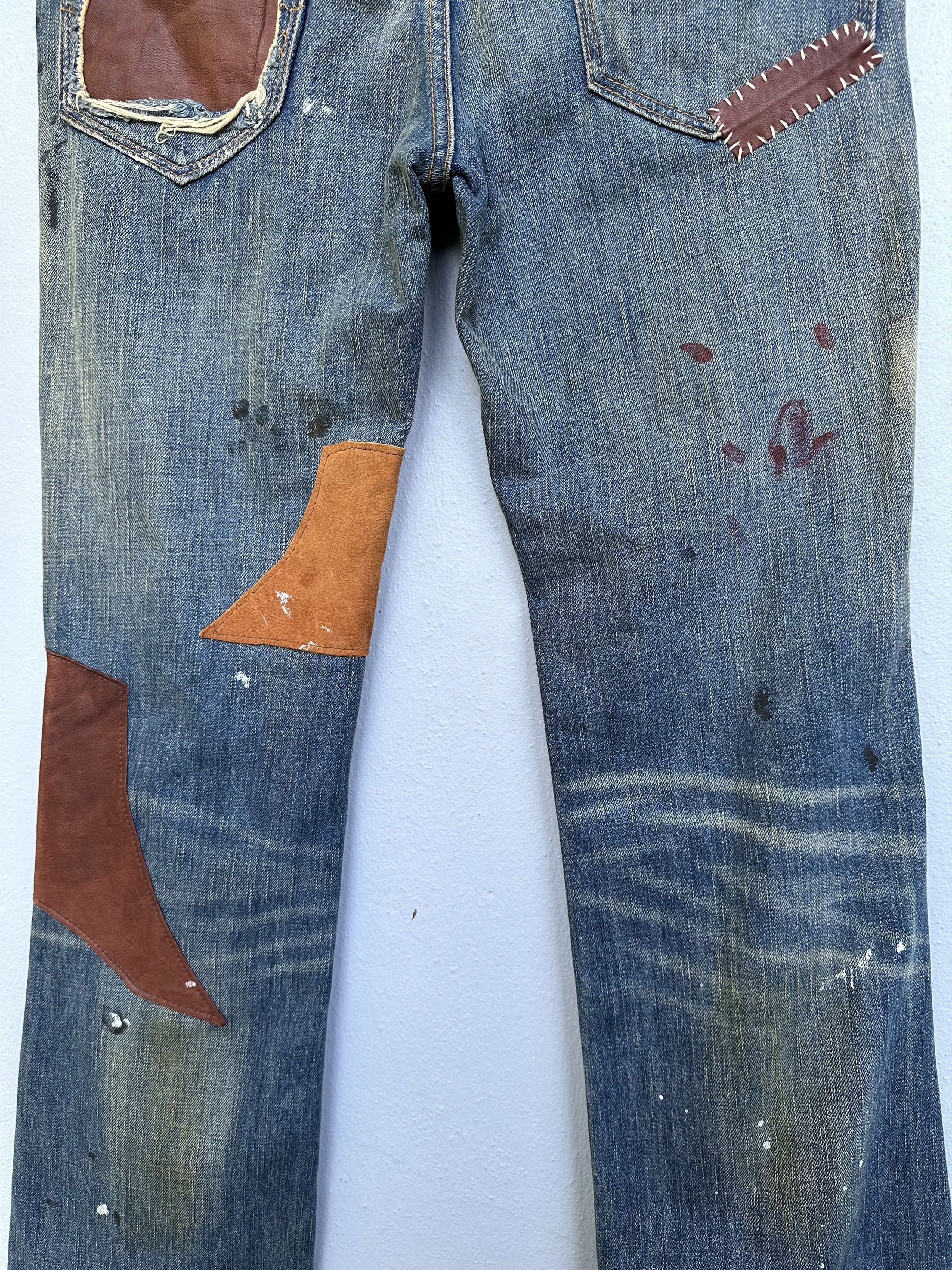 Japanese Brand Vtg Japanese Brand Bonds & Peace Rips Patchwork Denim Jeans Size US 31 - 17 Thumbnail