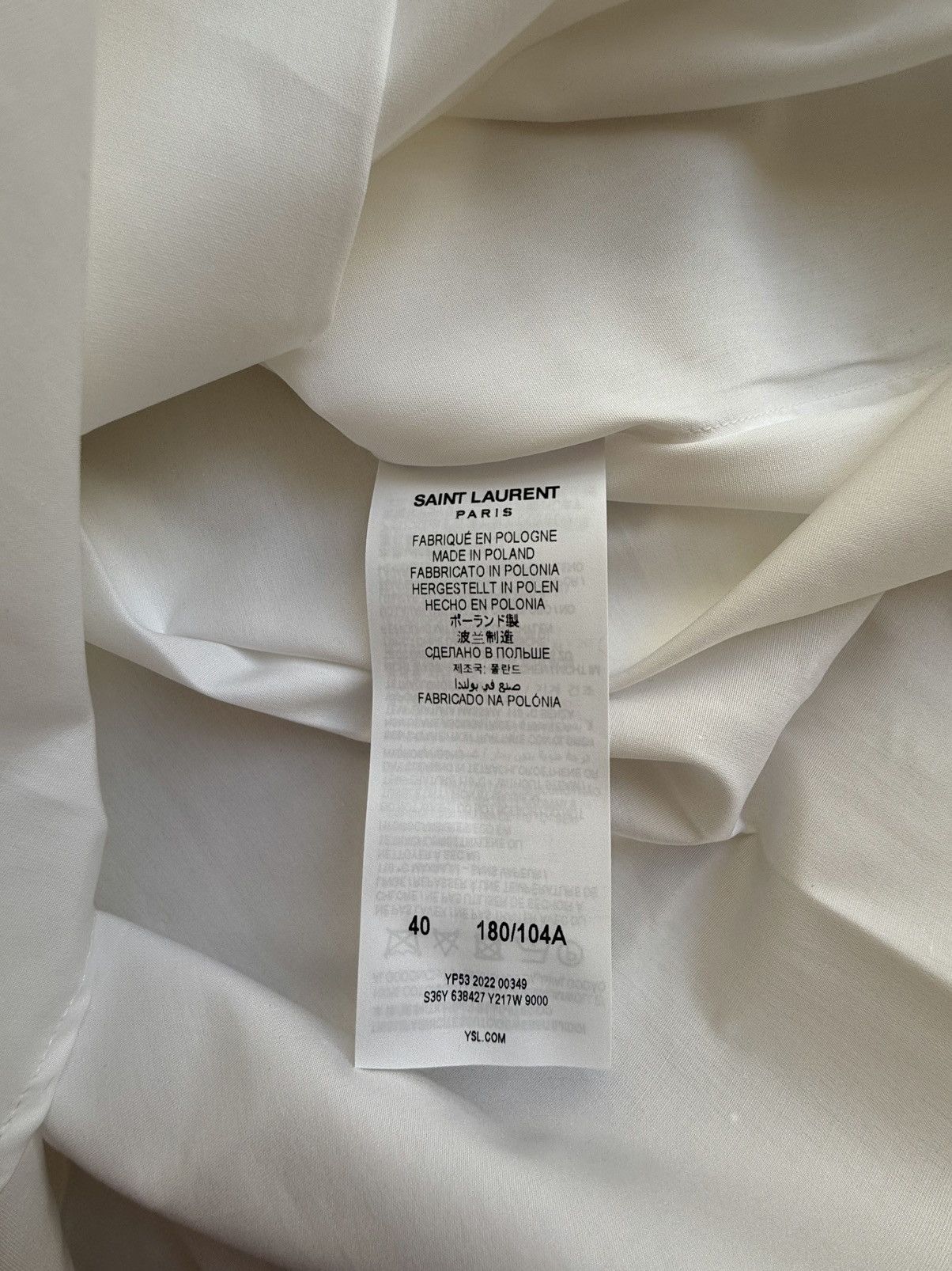 Saint Laurent Paris $760 SS23 BNWT Saint Laurent white shirt Sz 40 cotton poplin Size 40R - 21 Thumbnail