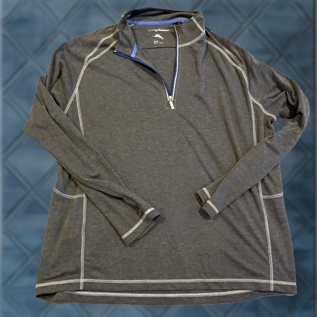 Tommy Bahama Tommy Bahama Pullover Sweatshirt Quarter Zip Gray Blue - Mens XL Sweater Size US XL / EU 56 / 4 - 1 Thumbnail