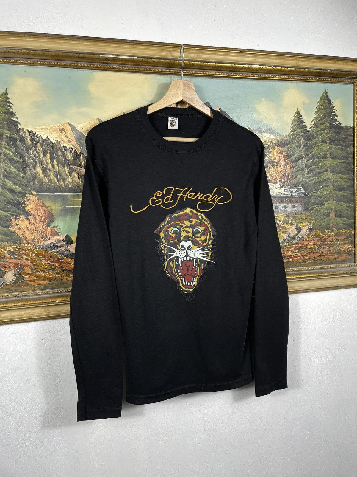 Christian Audigier × Ed Hardy × Vintage Ed Hardy Retro 00s LS T-Shirt Tee Cyber Affliction Grunge Size M / US 6-8 / IT 42-44 - 3 Thumbnail