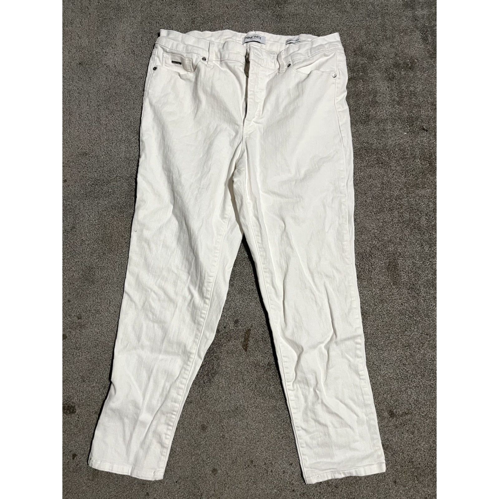 Nine West Nine West Women’s Jeans Crop Cropped Denim White 12 Regular 5-Pocket Style Cropped Fit Cotton Denim Vintage No Size 34" / US 12 / IT 48 - 2 Thumbnail
