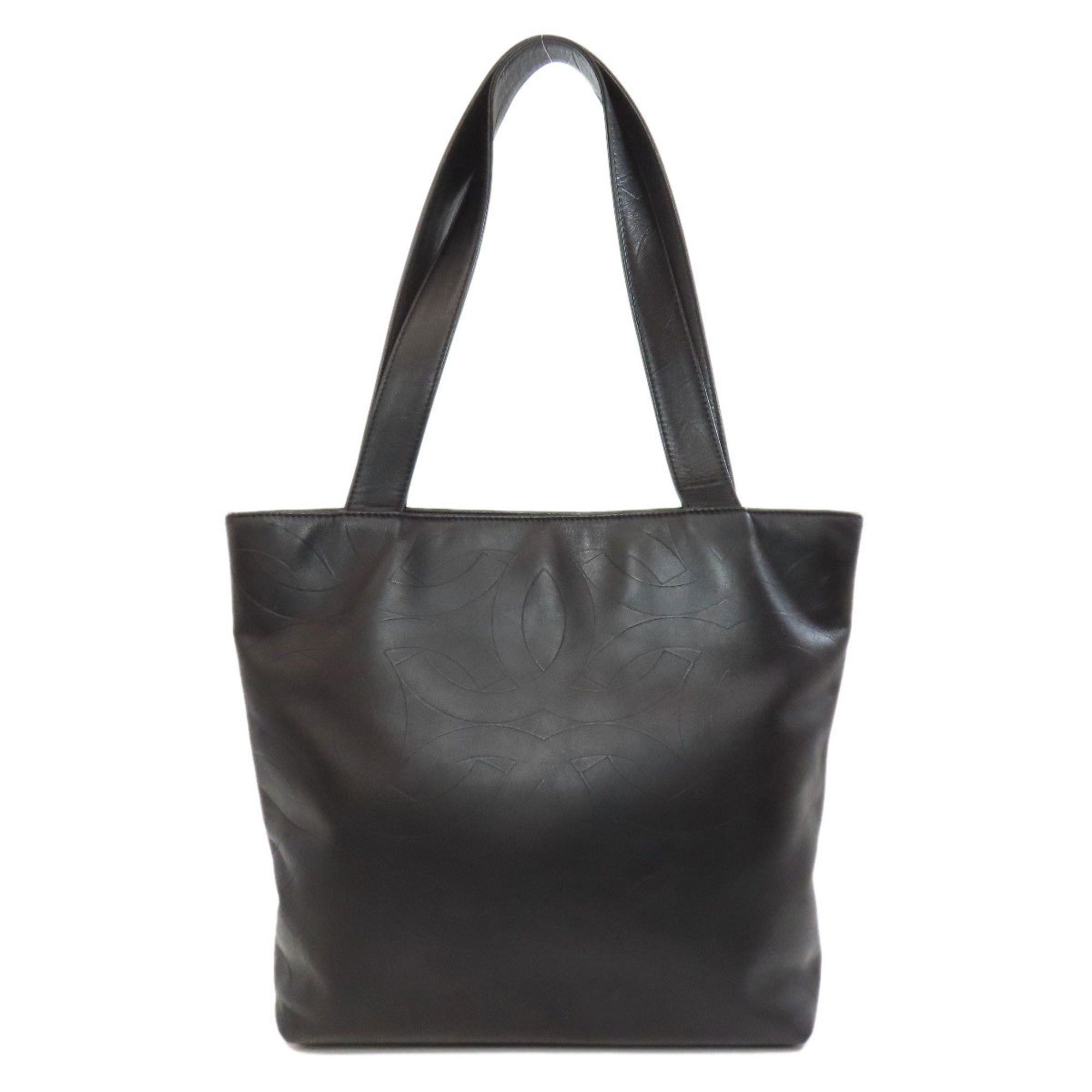 Chanel Coco Mark Tote Bag Lambskin Women's in Black