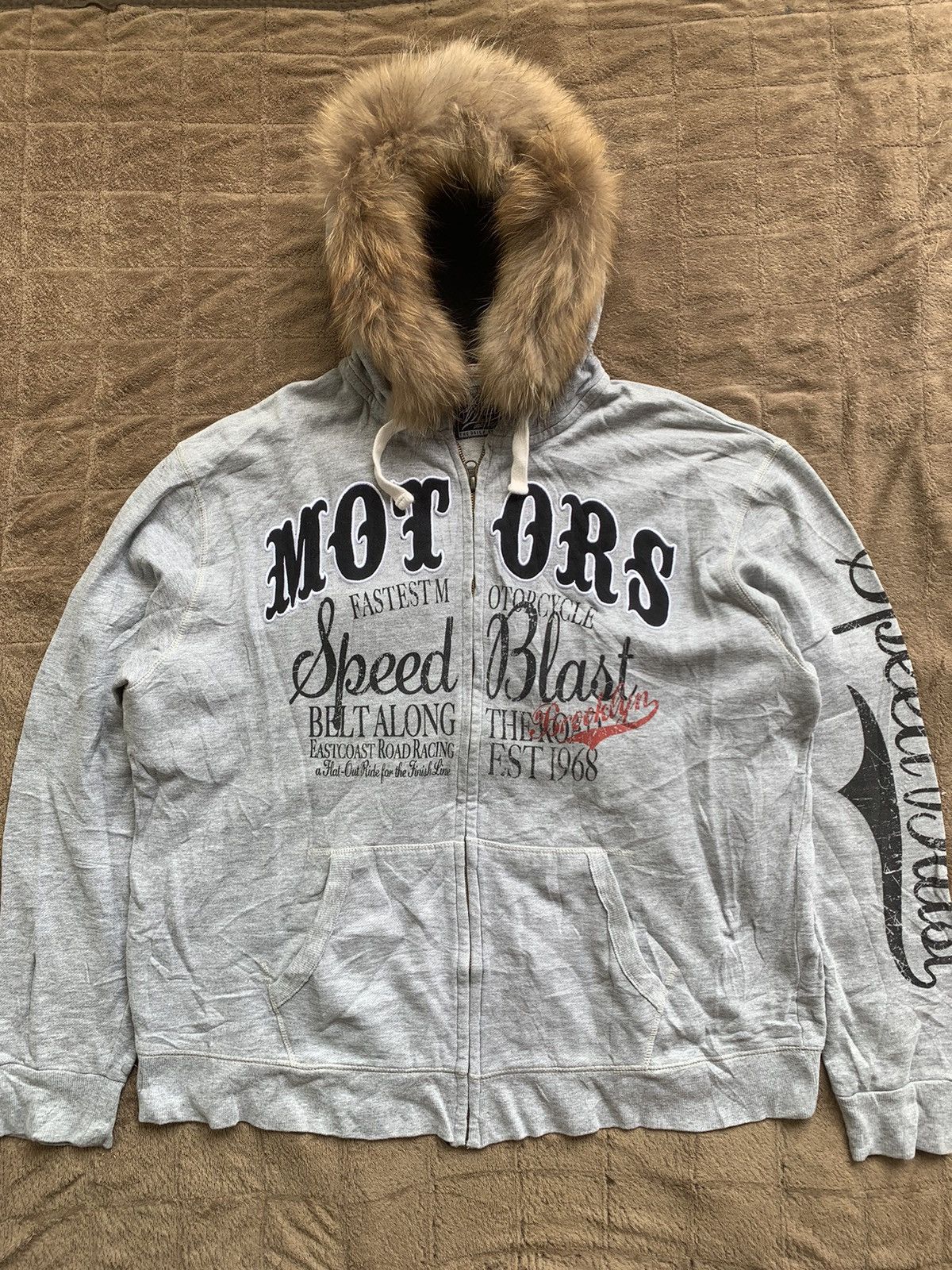 image of If Six Was Nine x Le Grande Bleu L G B Jeaning Wild Fur Japanese Motors Lgb Style Ziphoodie in Glow
